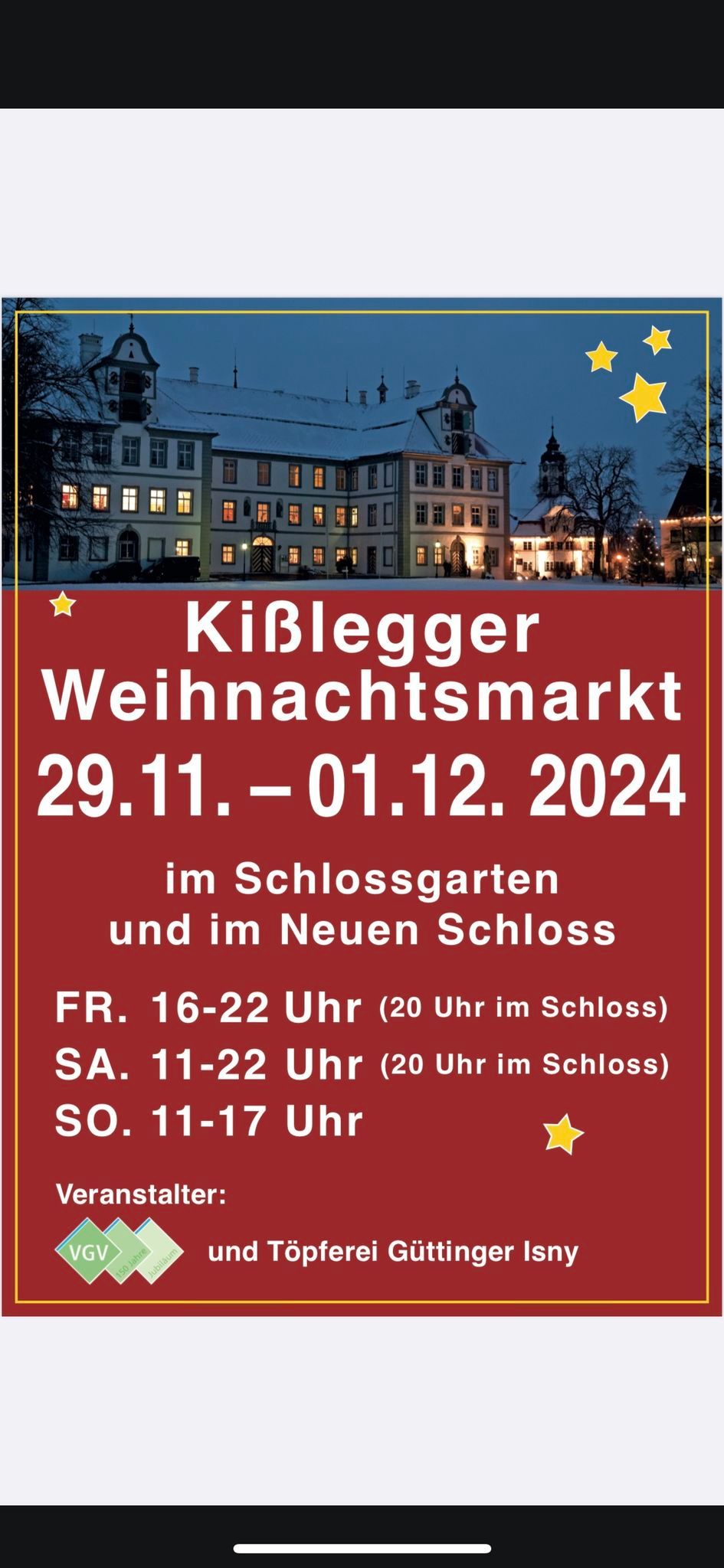 Weichnachtsmarkt in Kisslegg im Neuen Schlo\u00df 