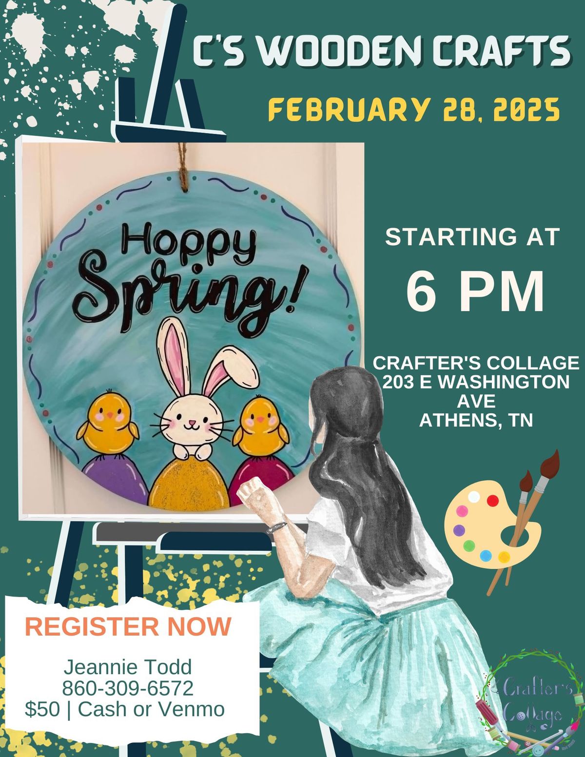 Hoppy Spring Painting with C\u2019s Wooden Crafts