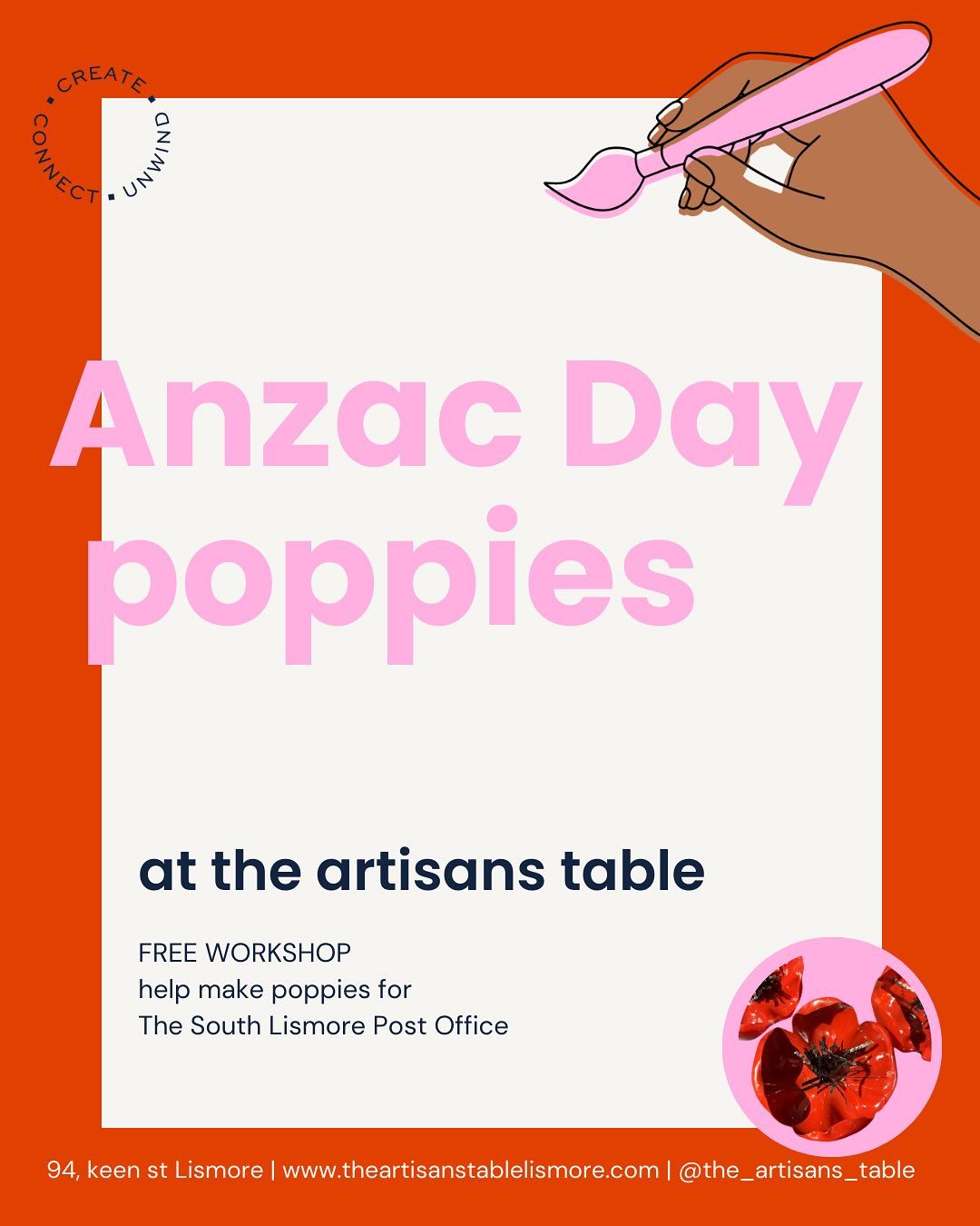 Anzac Day poppies-free workshop