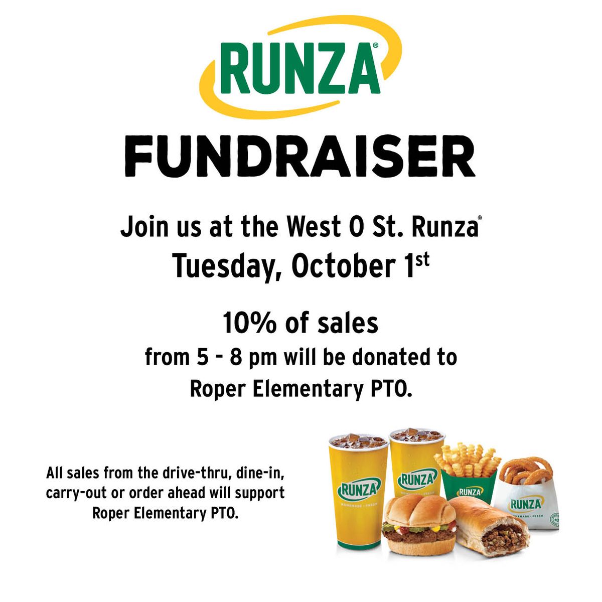 Runza on West O - Dine Out for Roper PTO