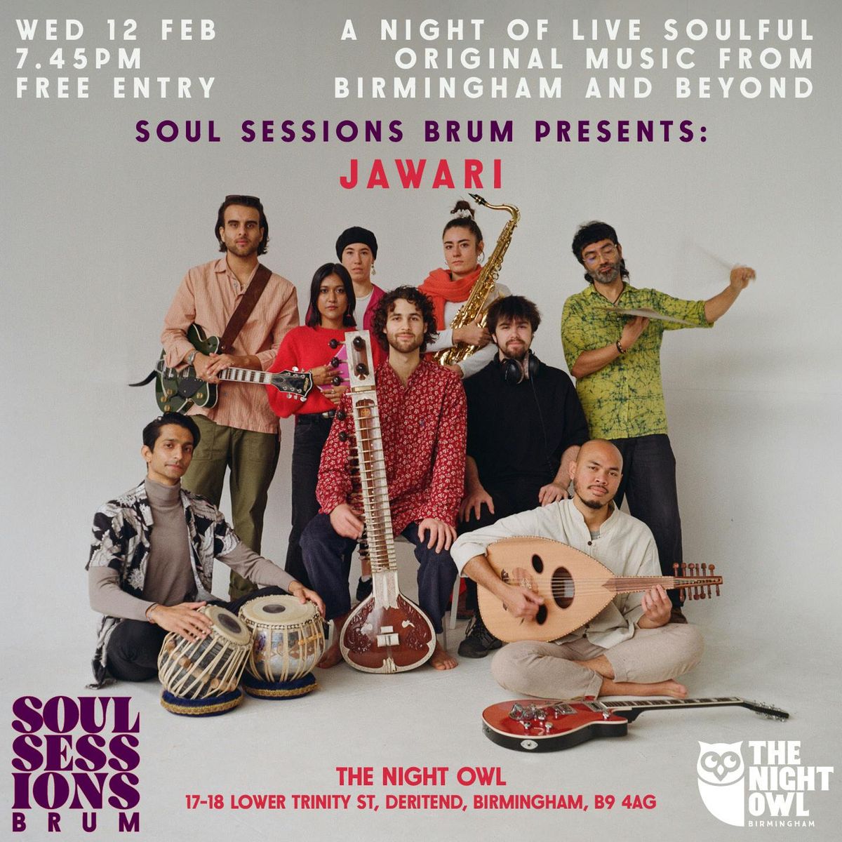 Soul Sessions Brum Presents: JAWARI + Support from Louie Miles, Emily Cribb and The Cool Out Band