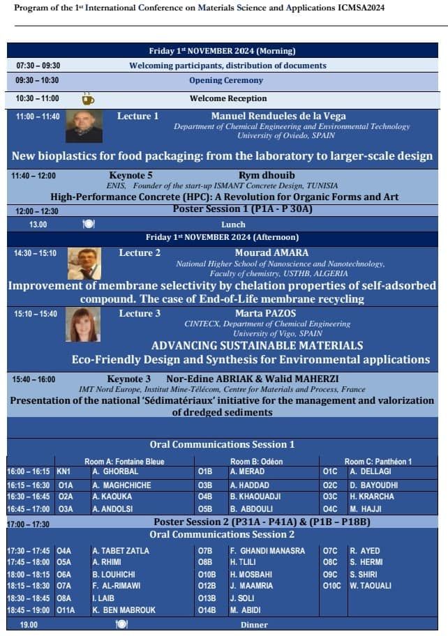 1st International Conference on Materials Science and Applications. ICMSA2024 