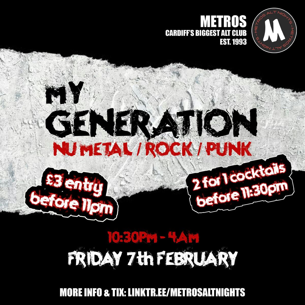 My Generation: Nu Metal, Rock &amp; Punk - Friday 7th March