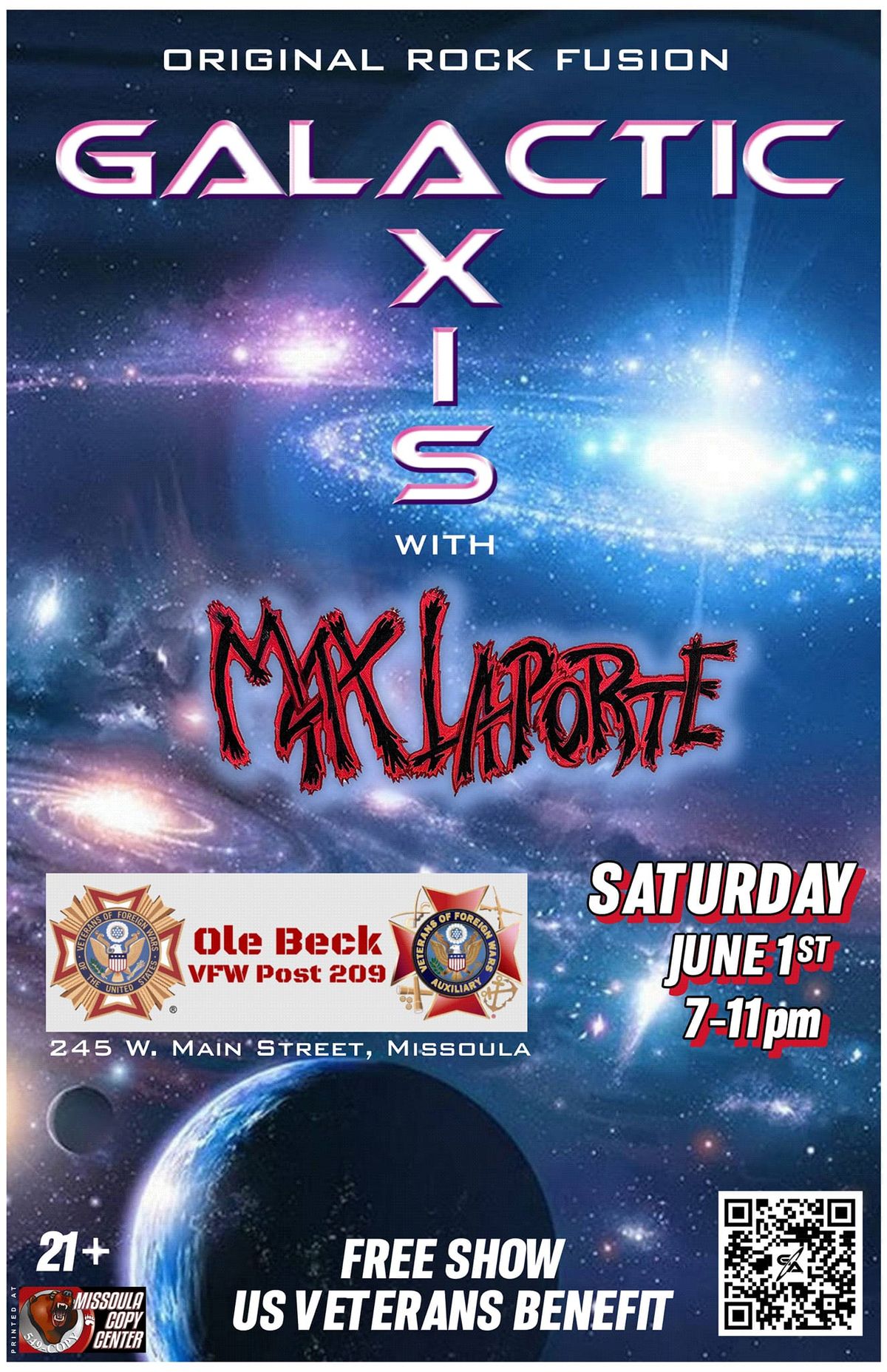Free Show & Veterans Benefit: Galactic Axis with Max Laporte