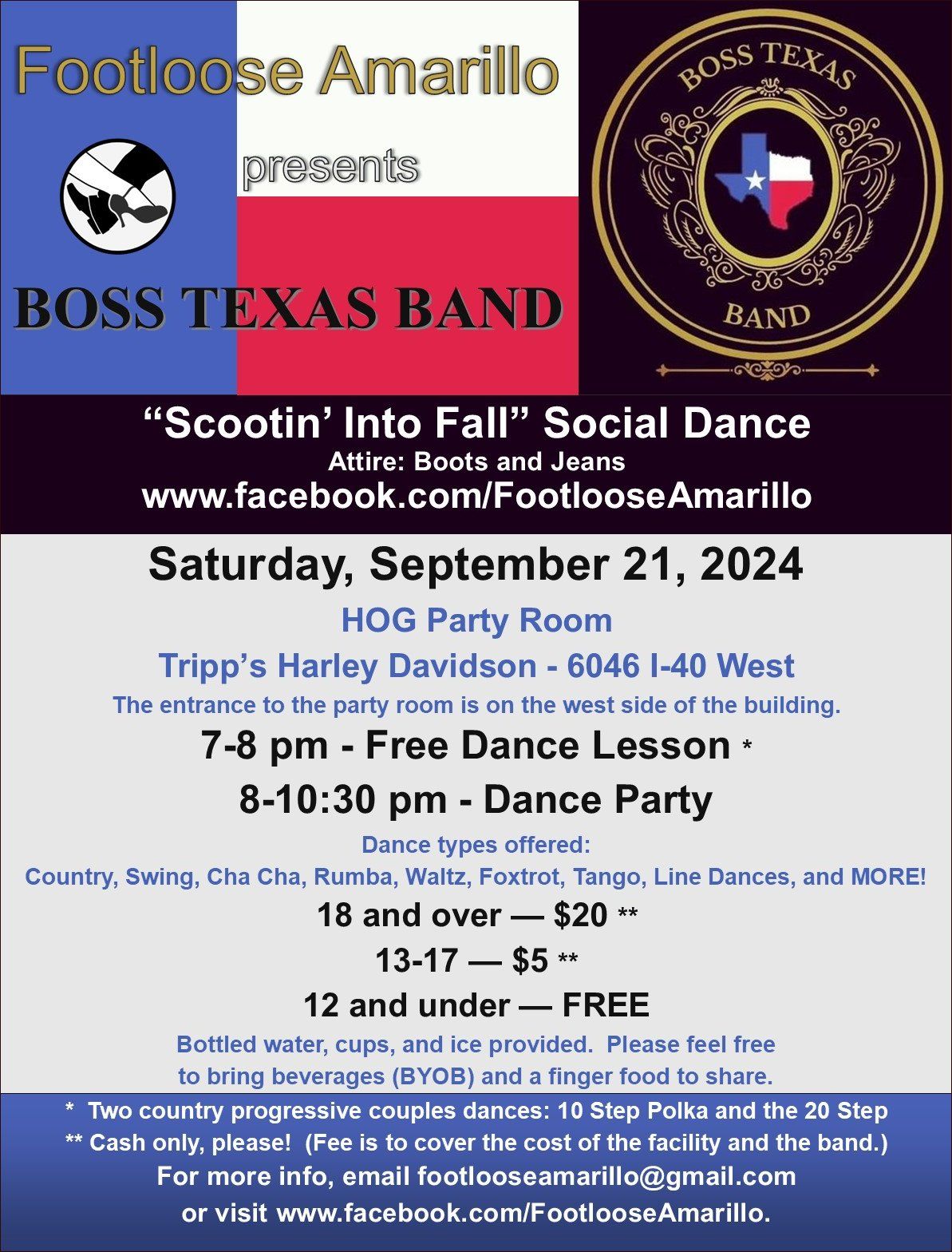 "Scootin' Into Fall" Social Dance - Featuring the Boss Texas Band