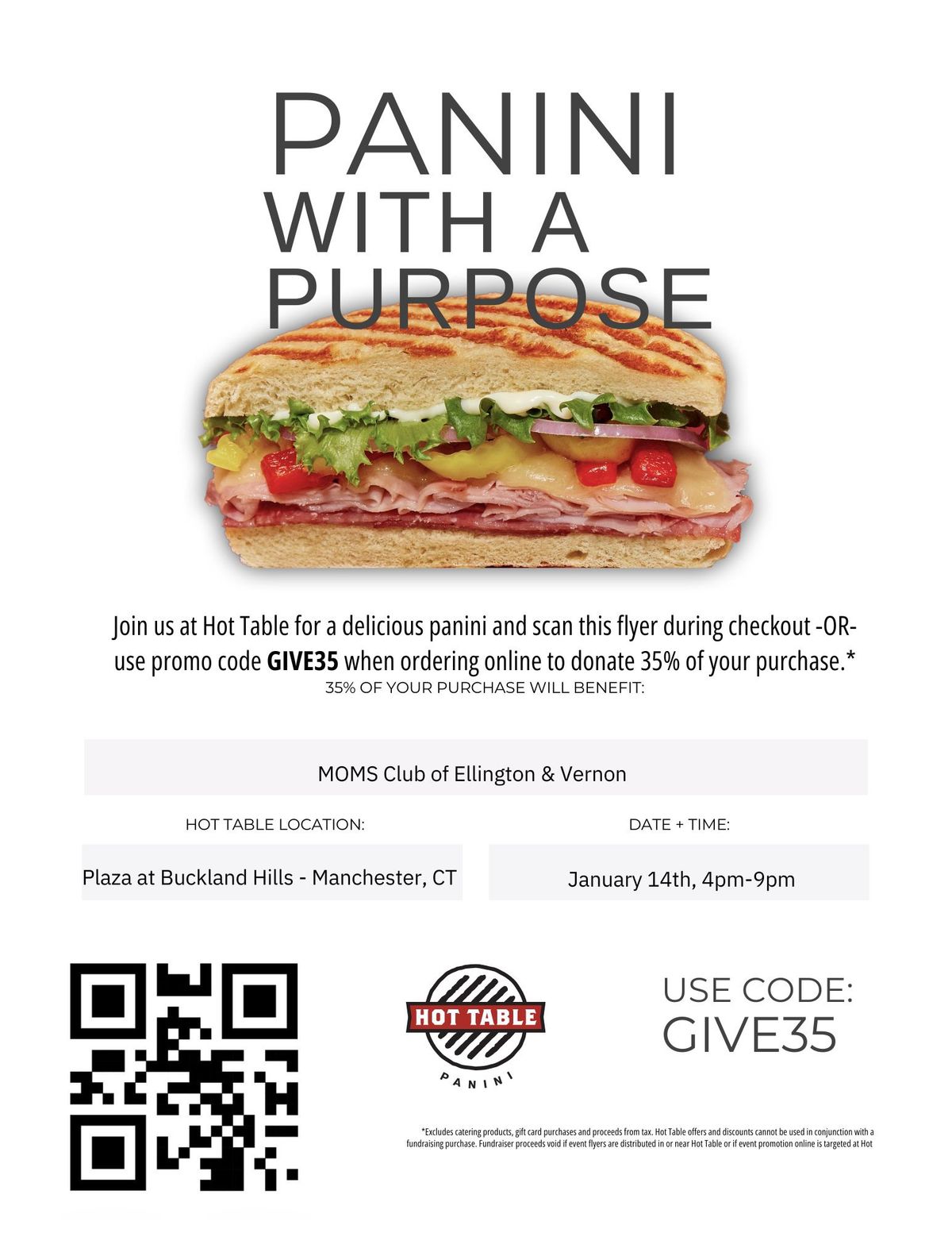 Panini with a Purpose Restaurant Fundraiser