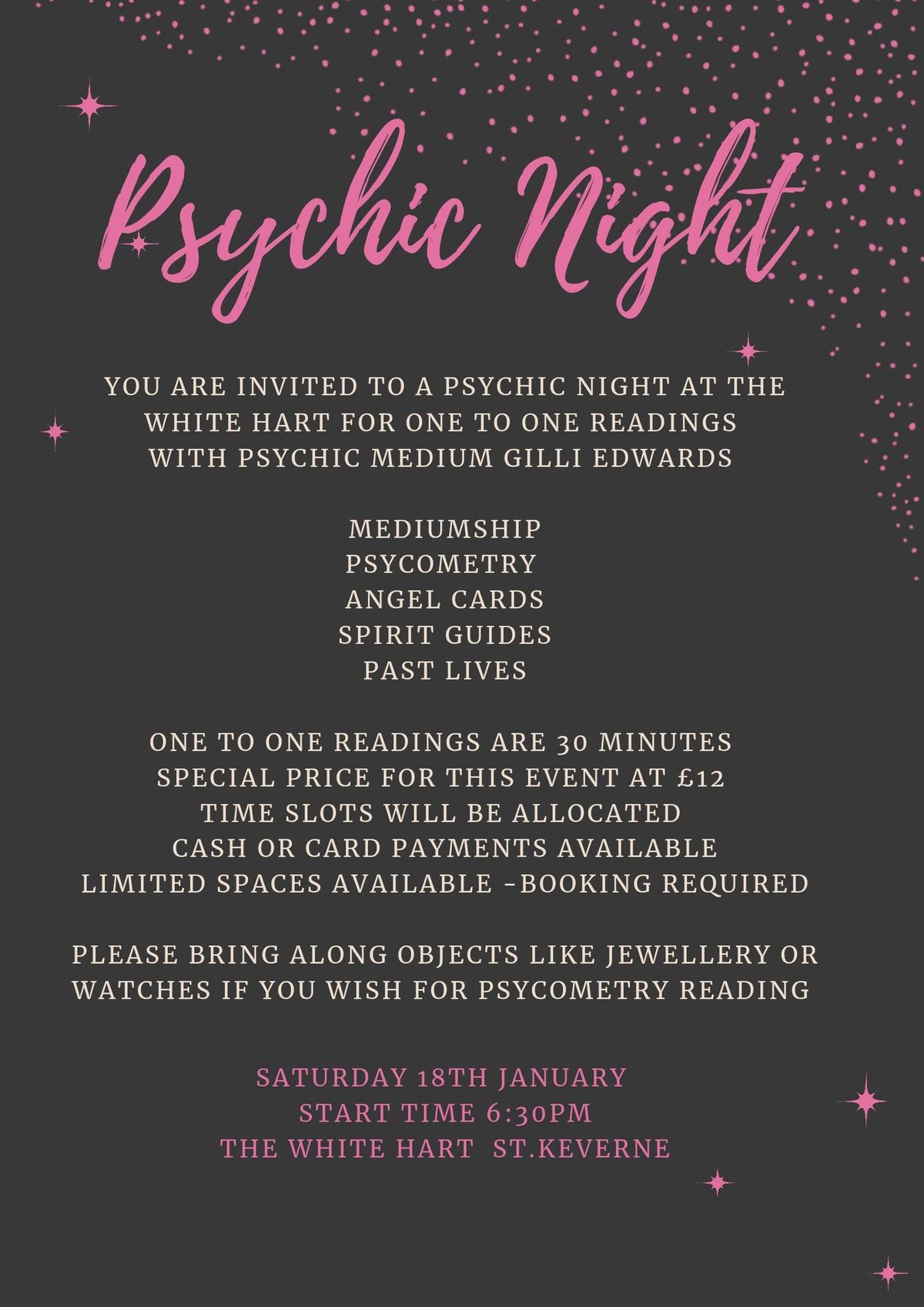 Psychic night at The White Hart