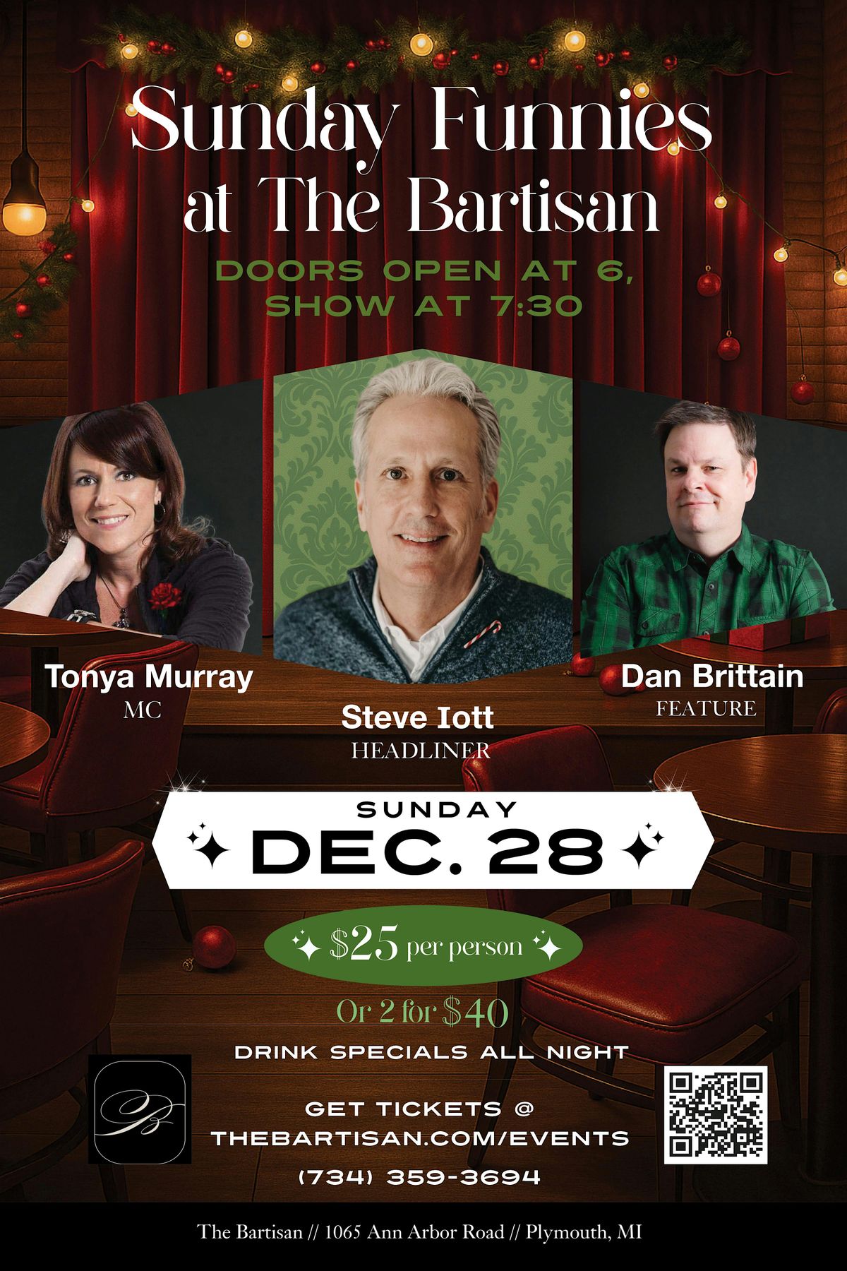 SUNDAY FUNNIES AT THE BARTISAN DEC 28