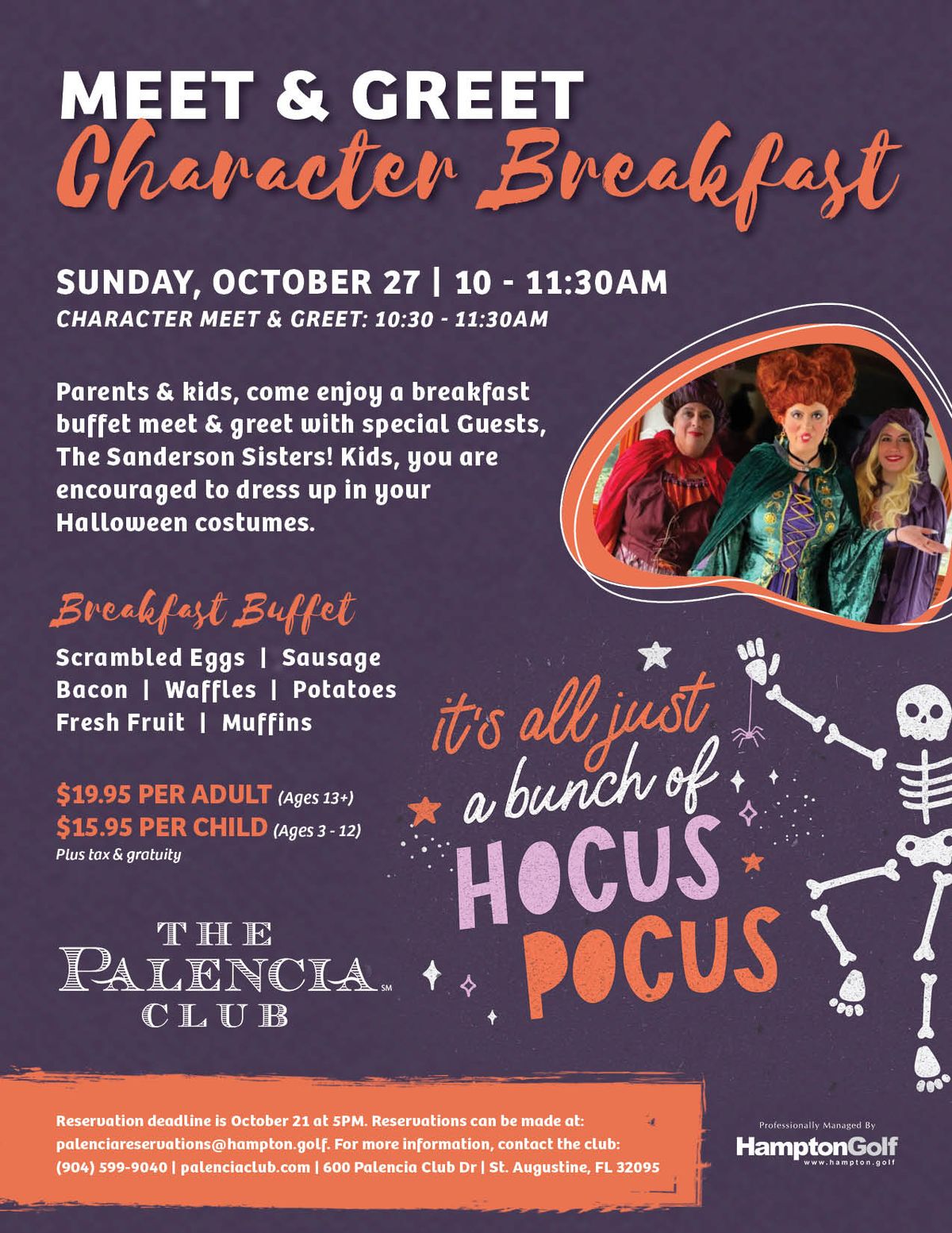 Character Breakfast with the Sanderson Sisters (Member Event)