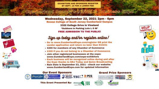 Cumberland Countys Hiring Business Expo Rowan College Of South Jersey Cumberland Campus Vineland 22 September 2021 2022 Cumberland County Business Expo