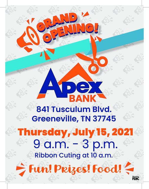 Apex Bank Tusculum Blvd Ribbon Cutting Grand Opening 841 Tusculum Blvd Greeneville Tn 4001 United States 15 July 21