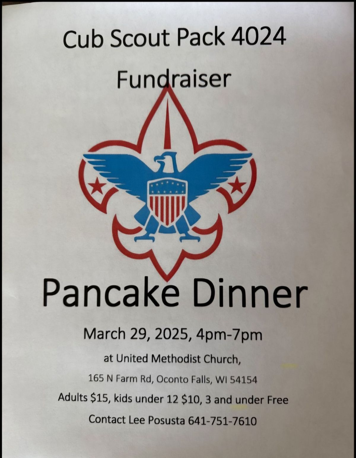 Cub Scout Pack 2024 Pancake Dinner