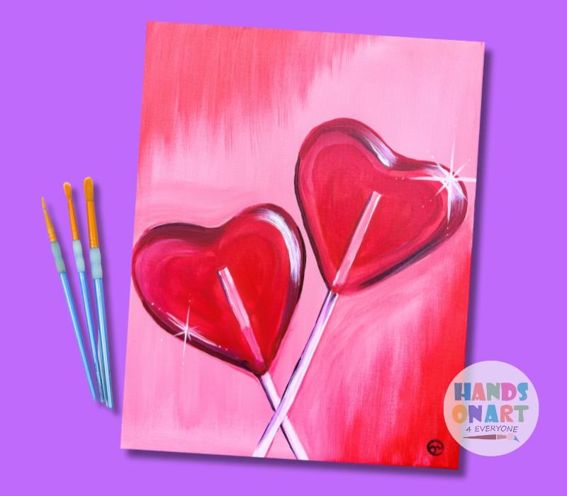 "Heart Lollypops" ,Friday, Feb 21st, Adult Paint Night! 