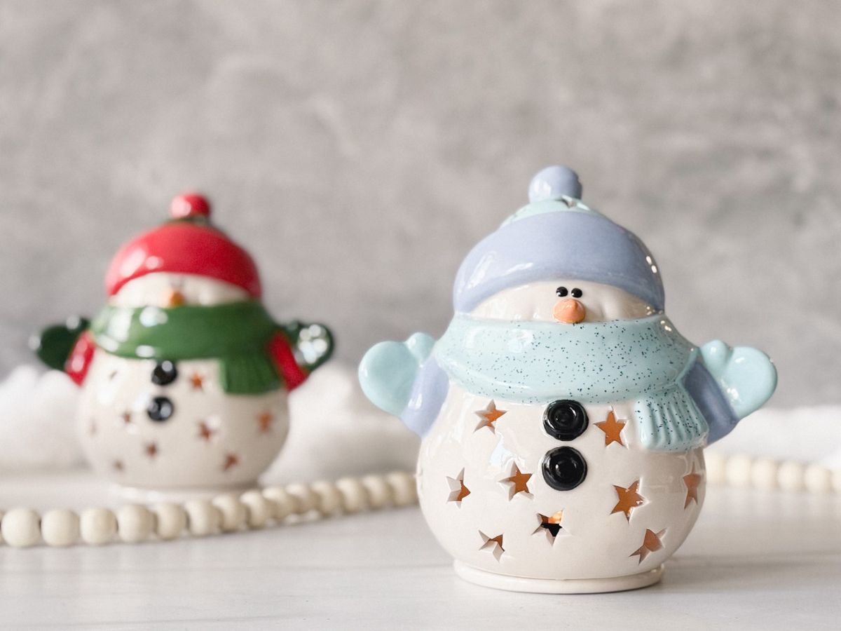 Pottery Painting - Snowman Votive