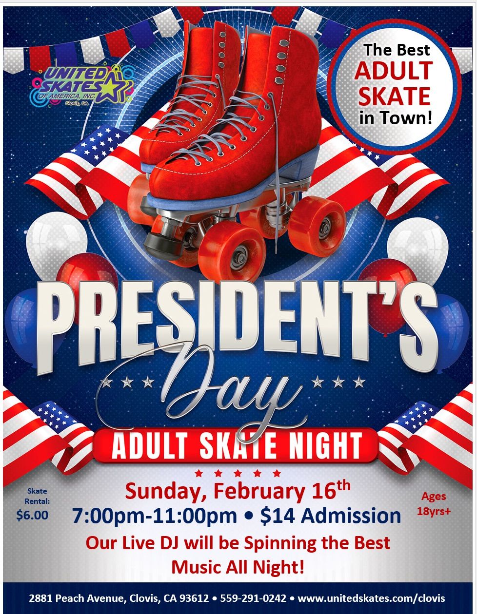 President\u2019s Day Adult Night Skate 