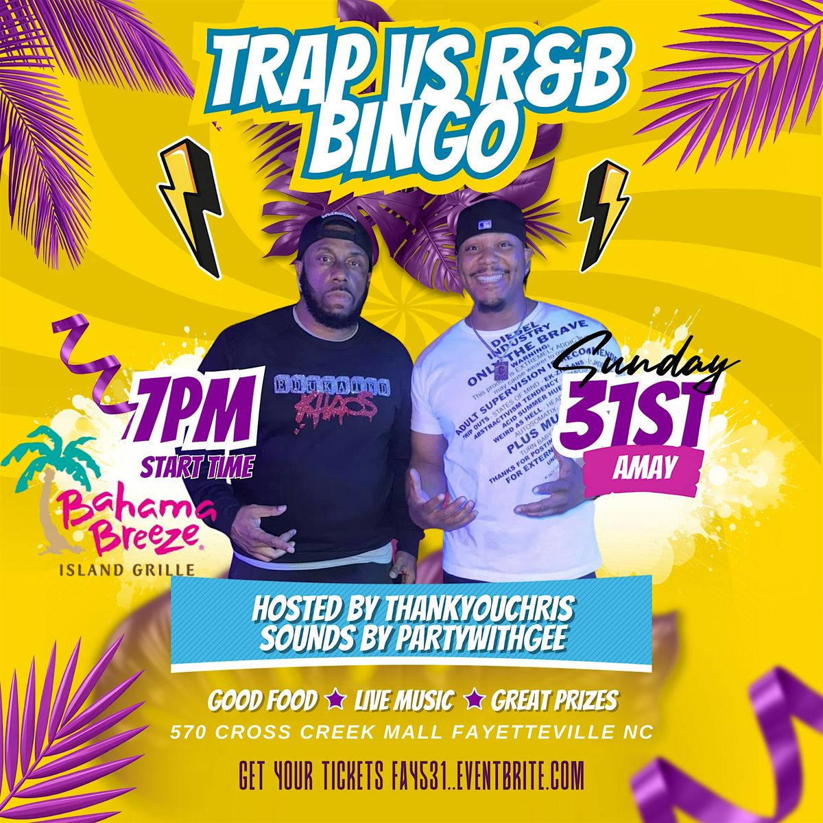 R&B BINGO FAYETTEVILLE SUNDAY 5\/31\/26 At Bahama Breeze W\/Thank You Chris