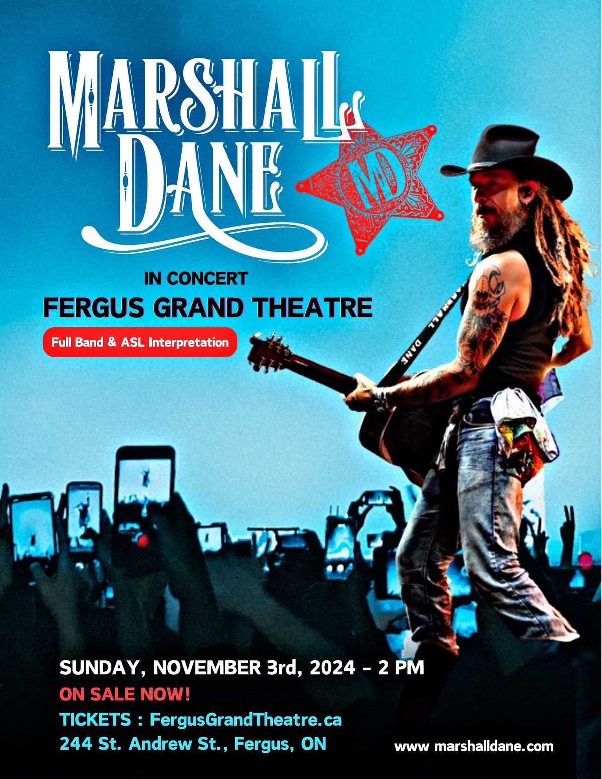 Marshall Dane in Concert at Fergus Grand Theatre with ASL Interpretation and Band 