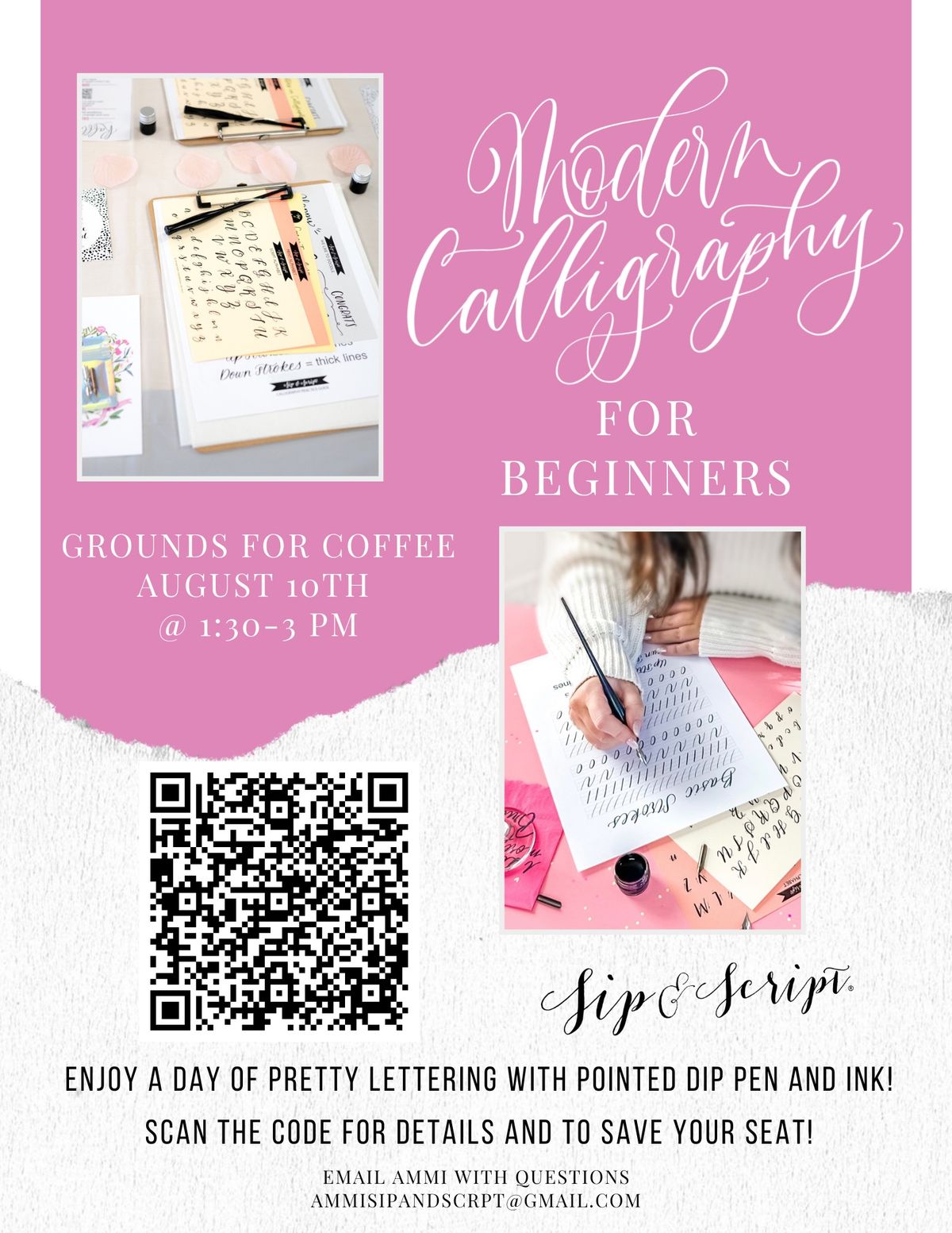 Modern Calligraphy for Beginners and Canvas Bag Lettering @ Grounds for Coffee