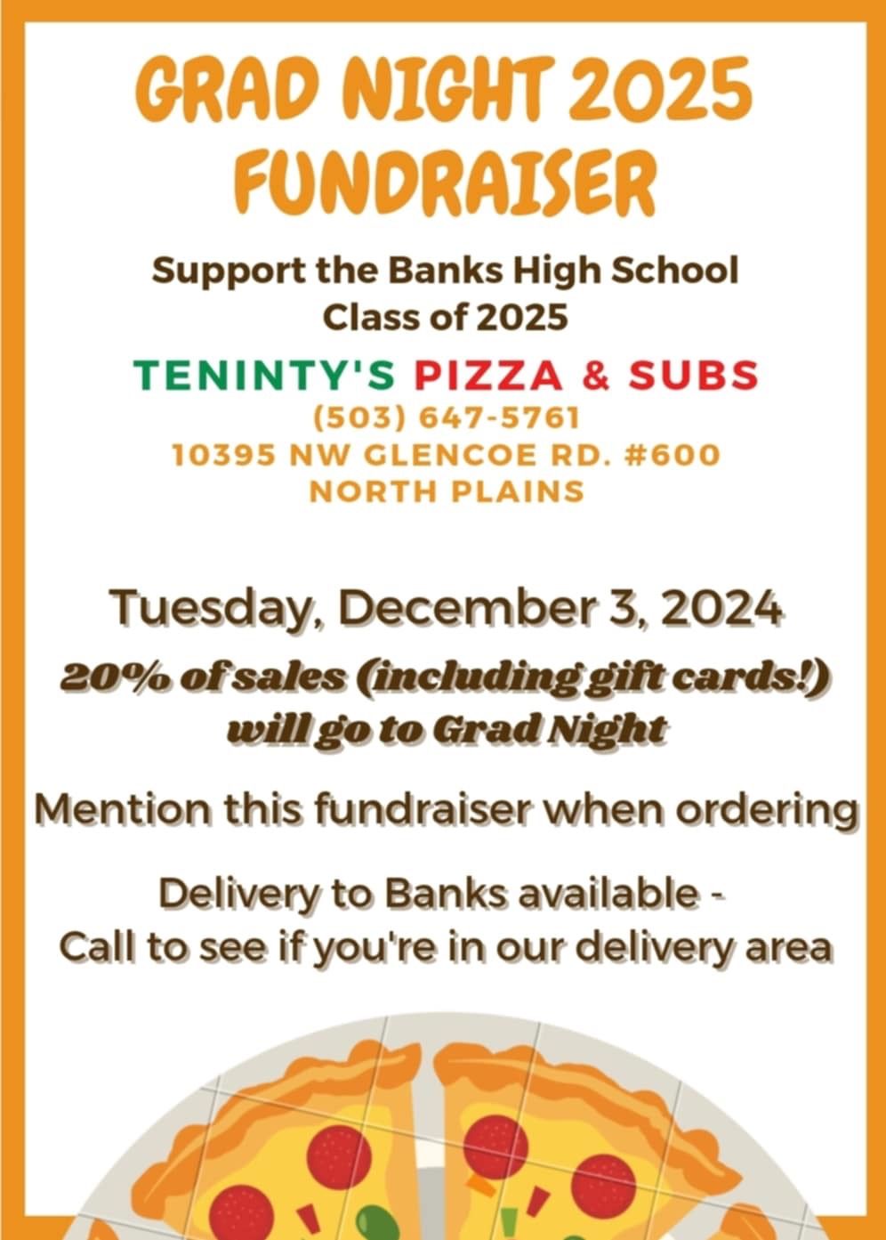 Teninty\u2019s Pizza and Sub Fundraiser 