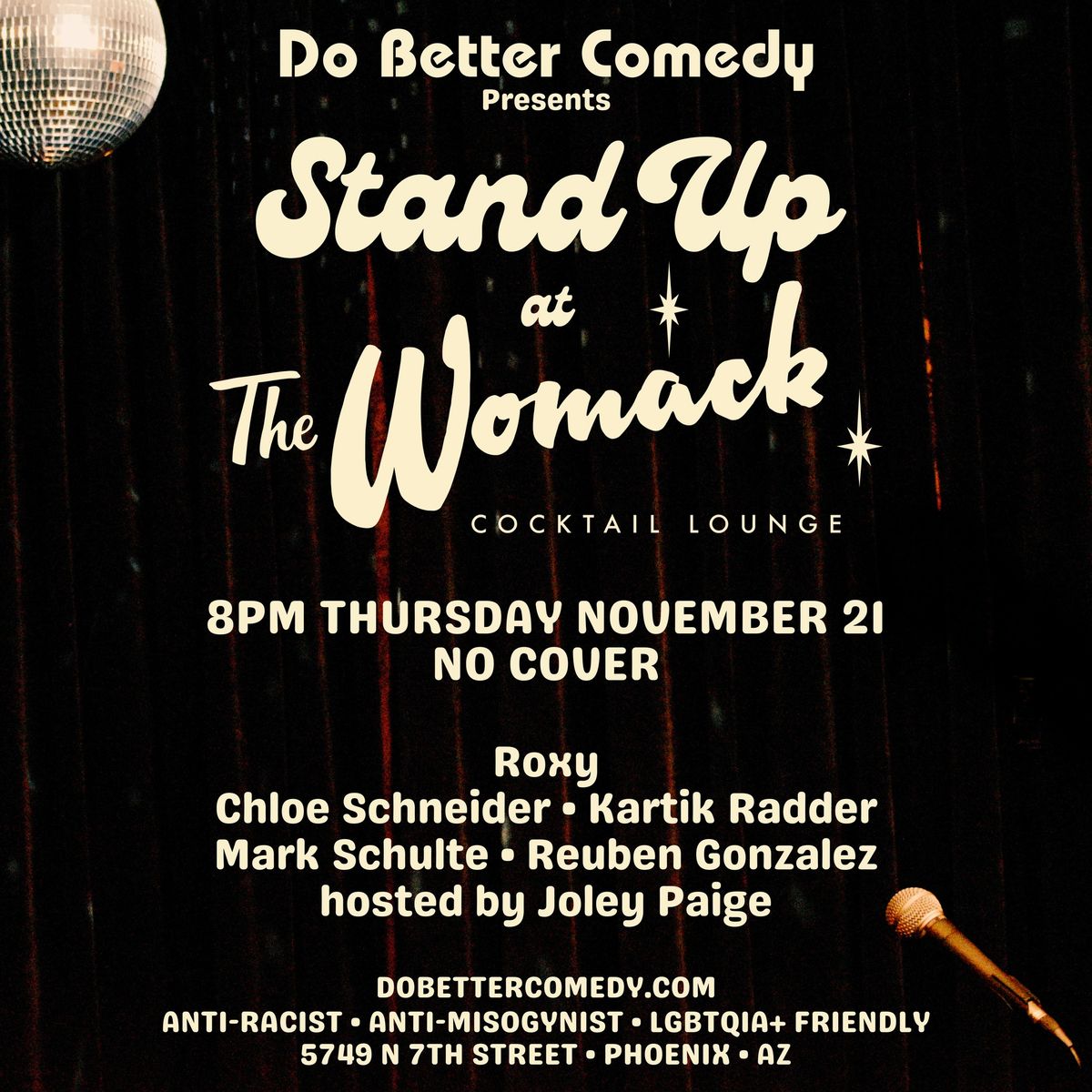 11\/21 Stand Up at The Womack - No Cover - Do Better Comedy!