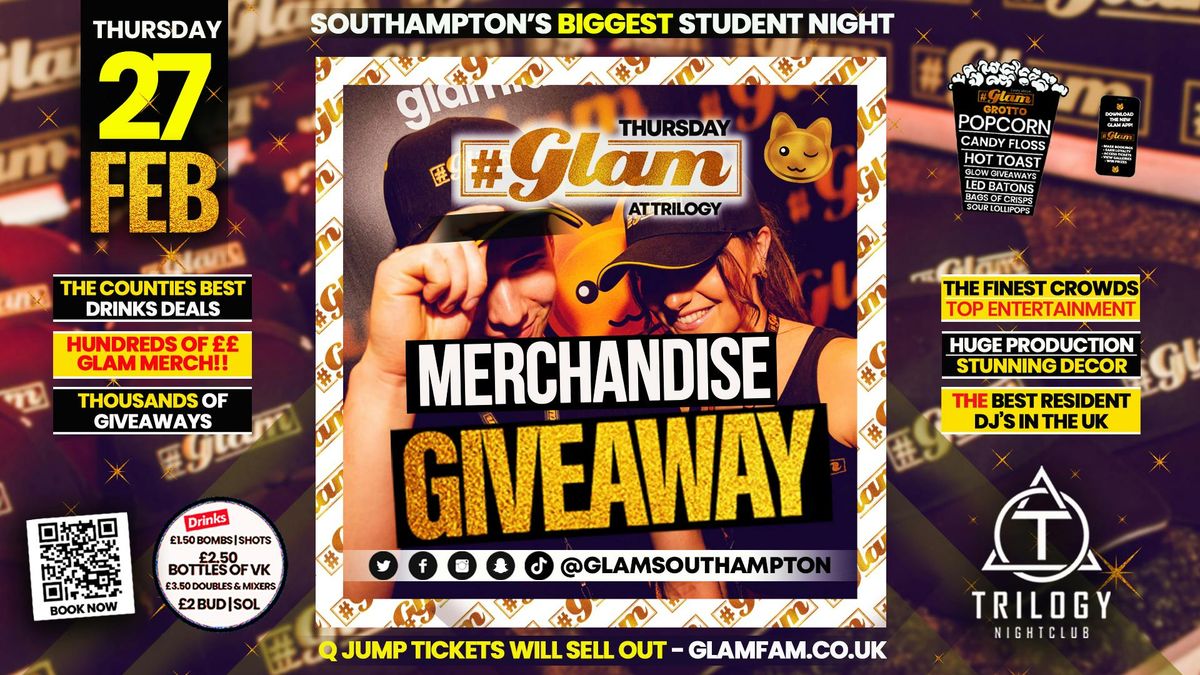 Glam Thursdays | Merchandise Giveaway \ud83d\udc5a\ud83e\udde2 | Southampton's Biggest Student Night \ud83d\ude3b