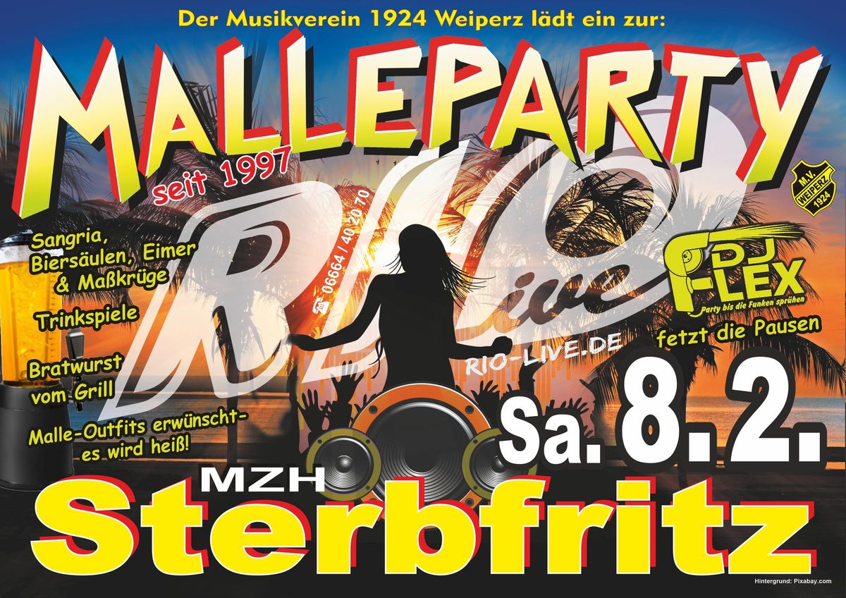 Malleparty 2025 mit RIO in 36391 Sinntal-Sterbfritz