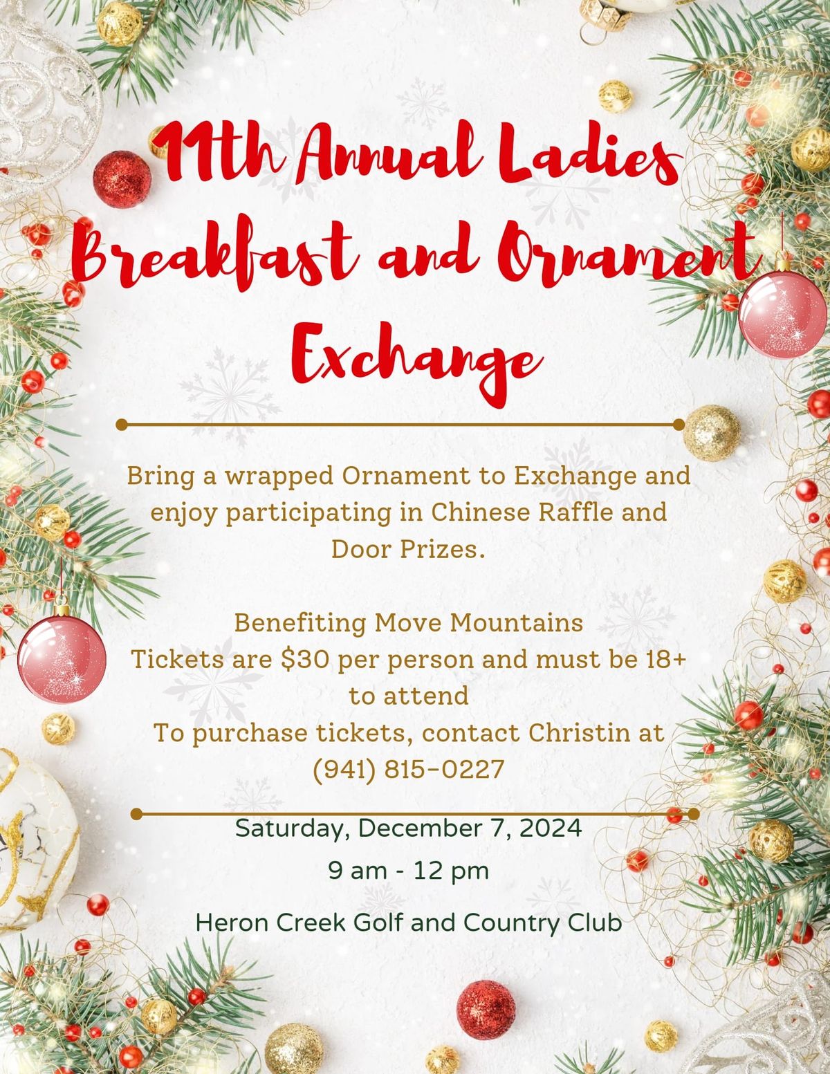 11th Annual Ladies Breakfast and Ornament Exchange 