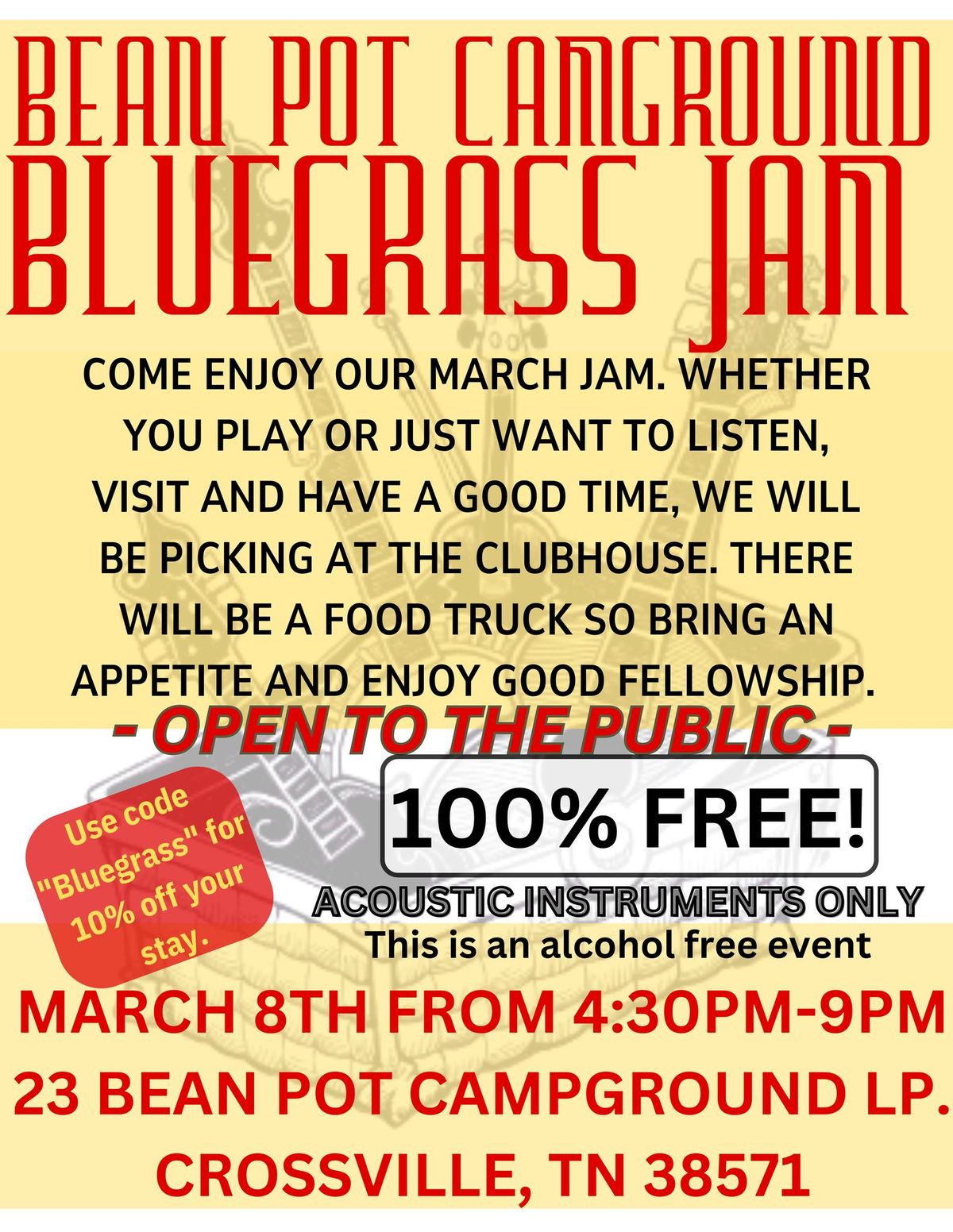 MARCH 8TH BLUEGRASS JAM