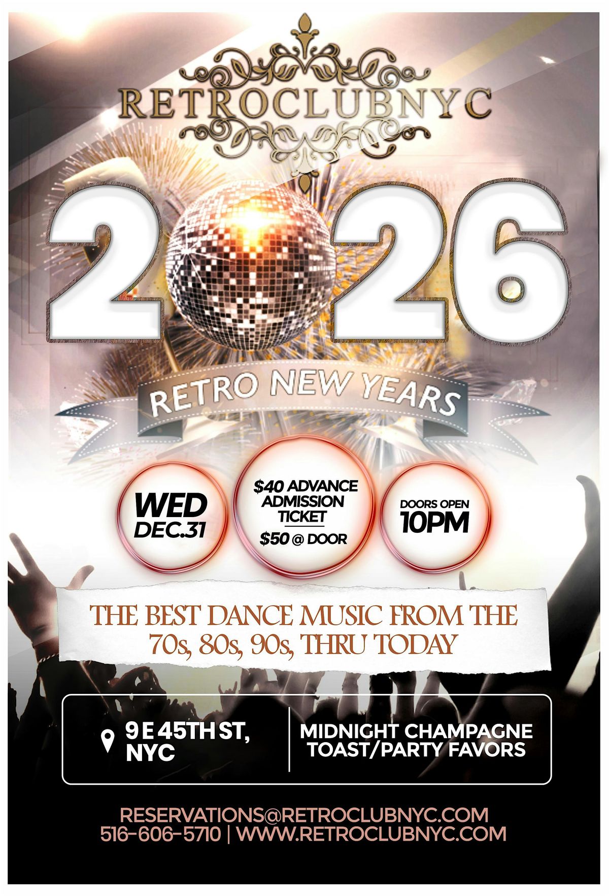 Retroclubnyc New Year's Eve Dance Party 2026 - 70s, 80s, 90s Dance Music