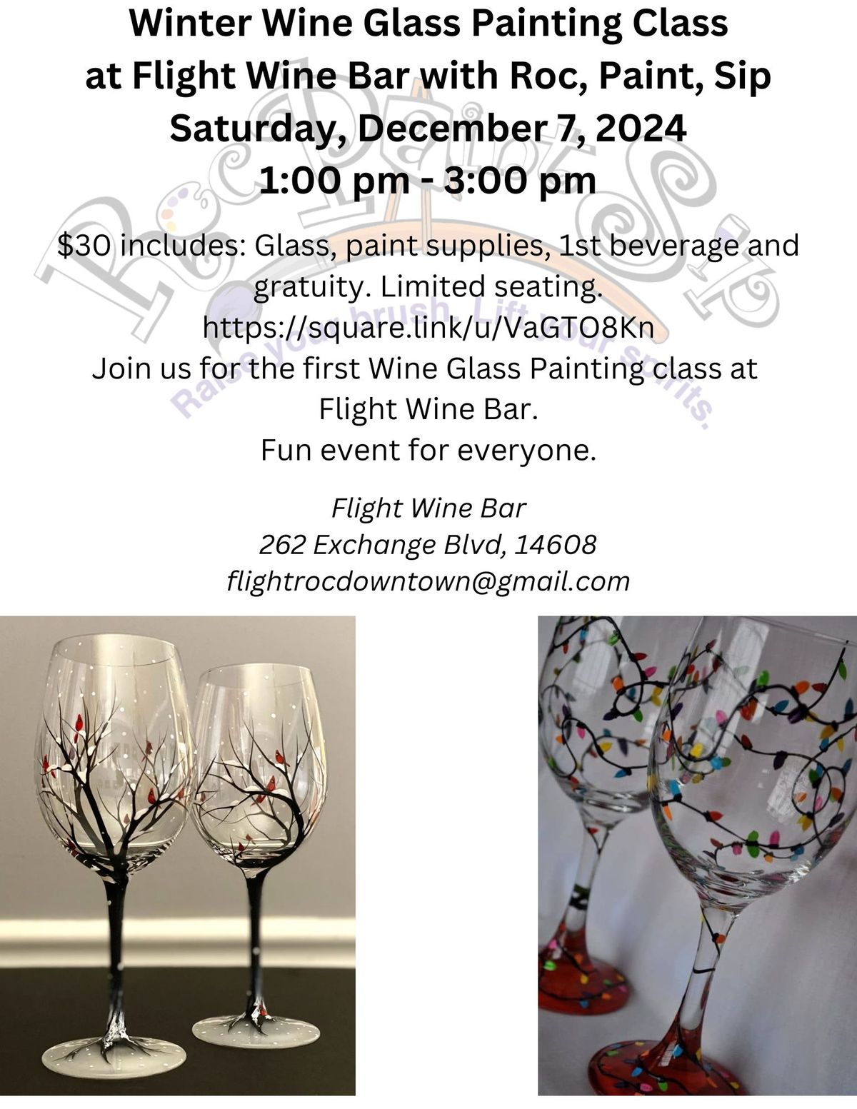 Winter Wine Glass Painting Class at Flight Wine Bar with Roc, Paint, Sip