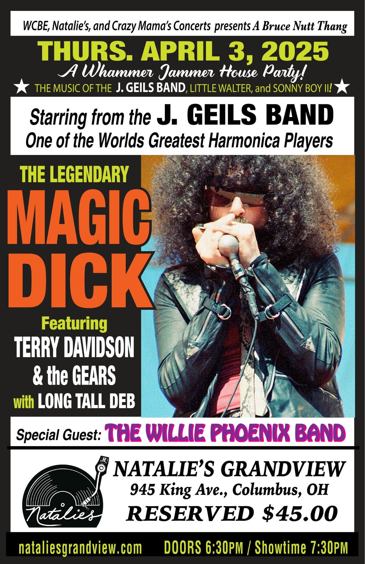 wcbe and crazy mamas concerts presents Magic Dick, Terry Davidson, Willie Phoenix