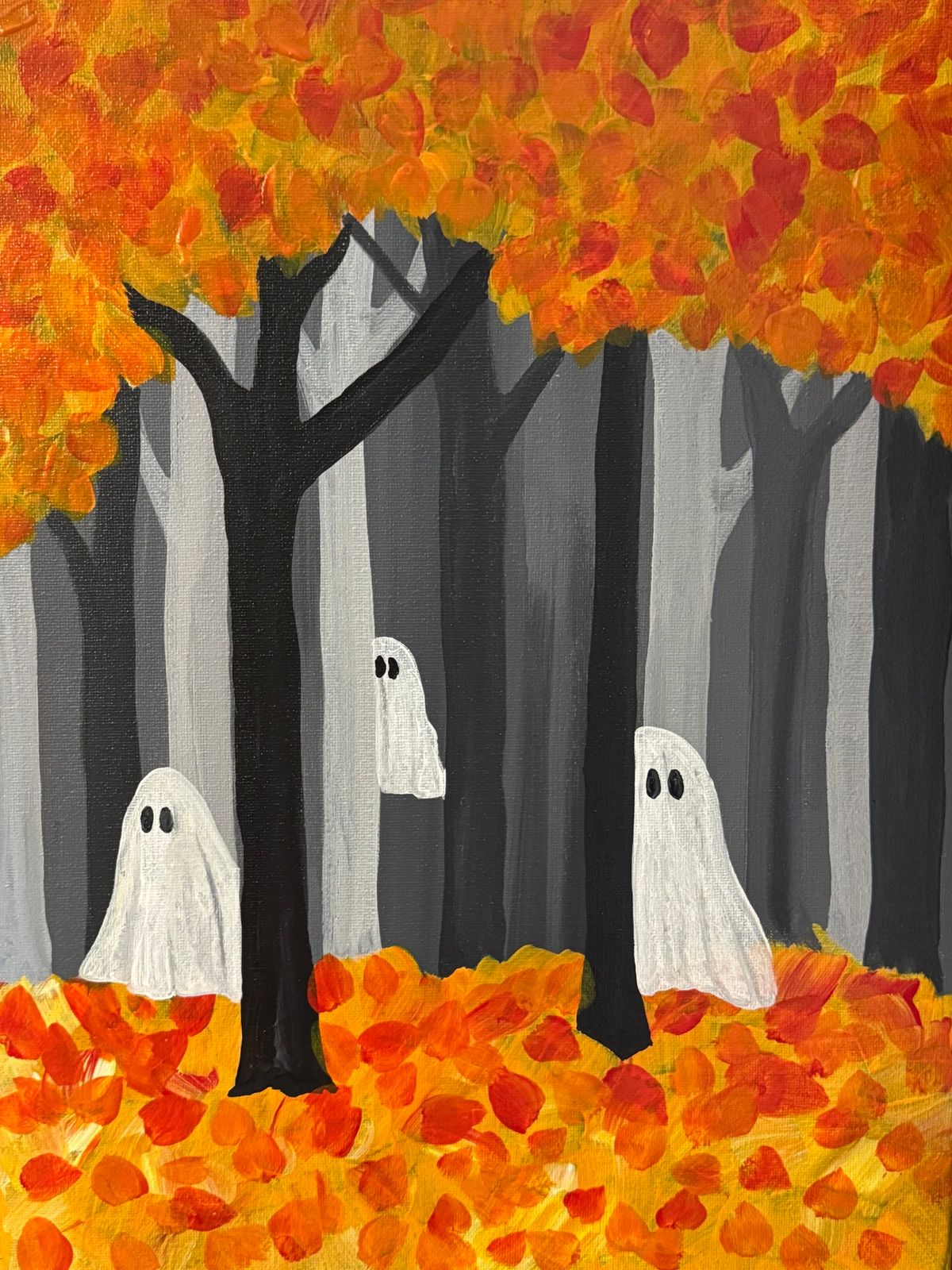 Ghost among the trees Sip and Paint