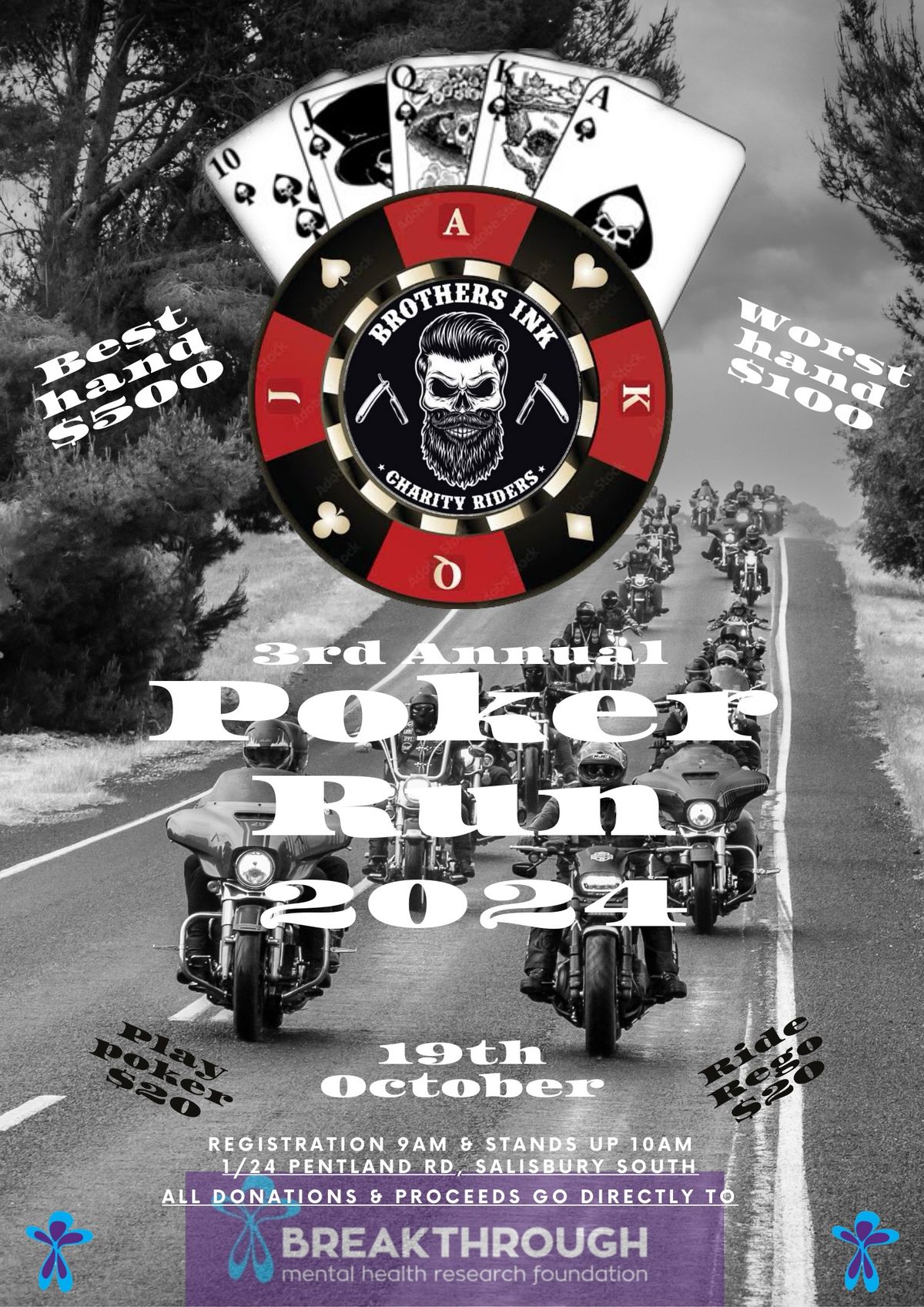 BROTHERS INK 3rd Annual POKER RUN SUPPORTING BREAKTHROUGH MENTAL HEALTH