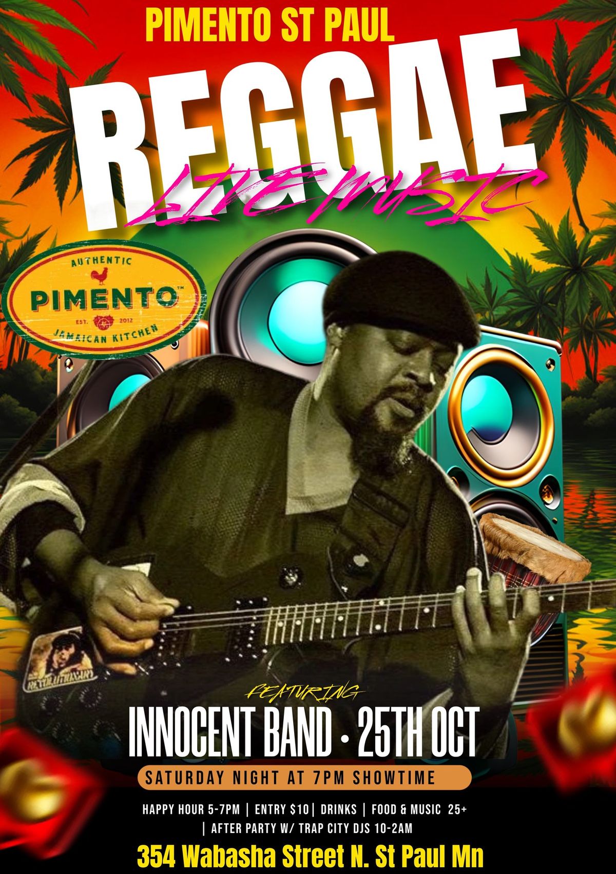 LIVE REAL ROOTS REGGAE MUSIC IN ST SPAUL W\/ INNOCENT BAND 