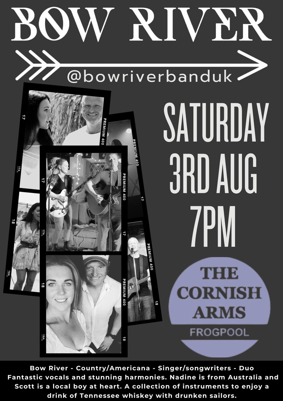 Bow River - Uk Country - Singer\/Songwriters @ Cornish Arms Frogpool - Saturday 3rd August 7pm