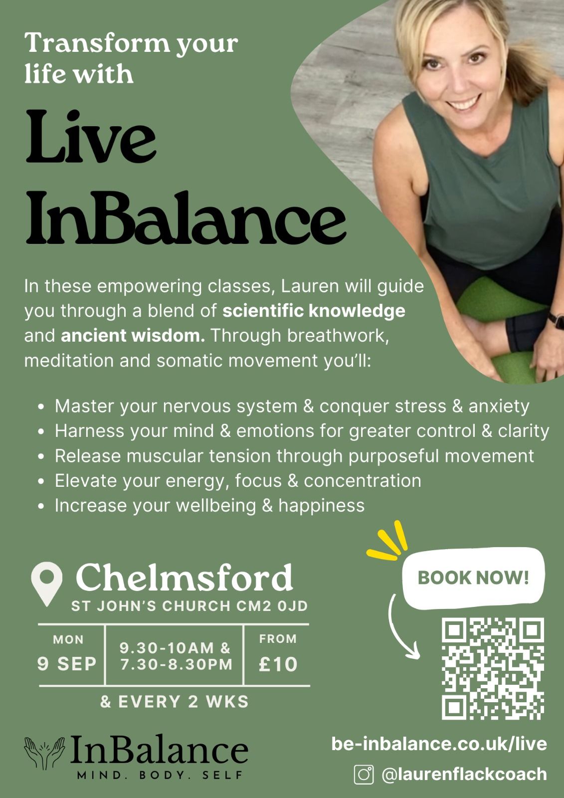 Live InBalance-blending science, breathwork, meditation & somatic movement to release stress.