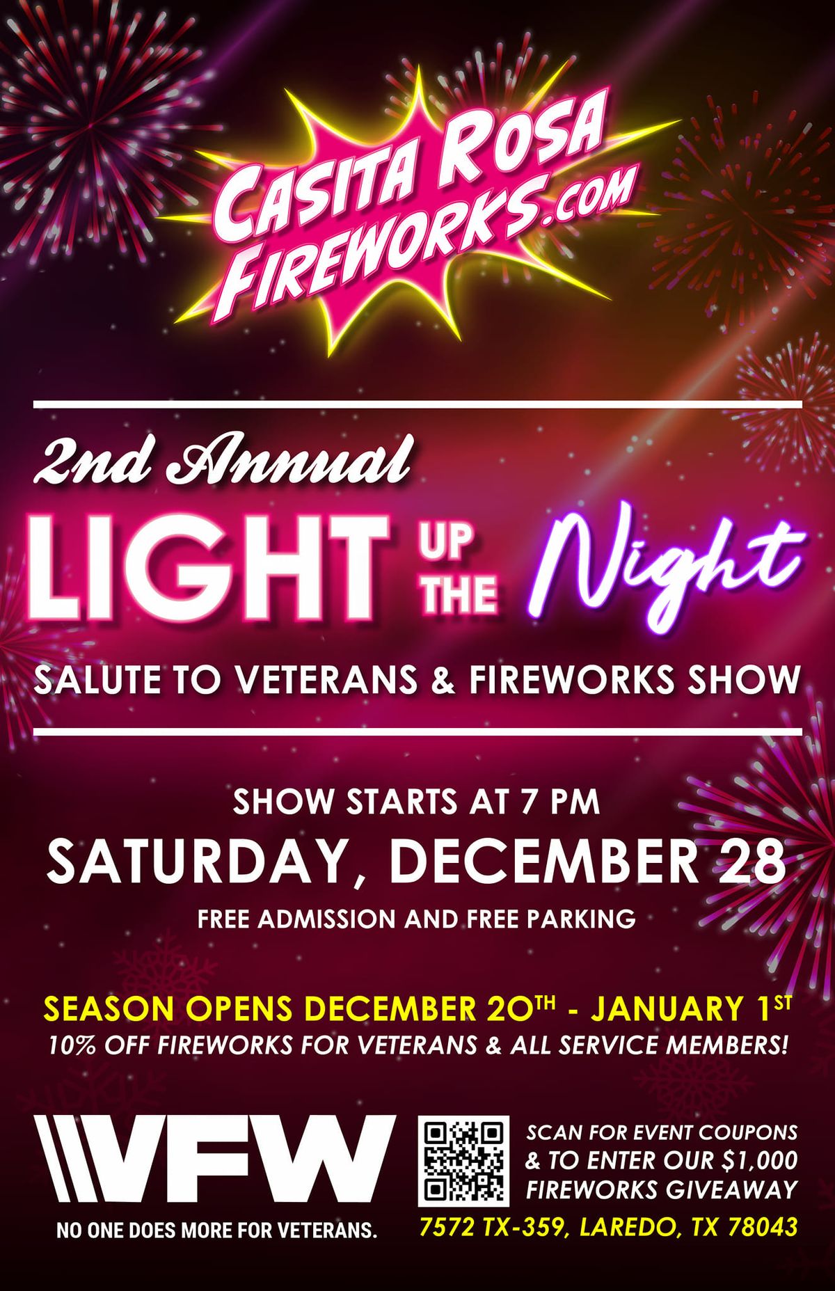 2nd Annual Light Up The Night FIREWORKS SHOW