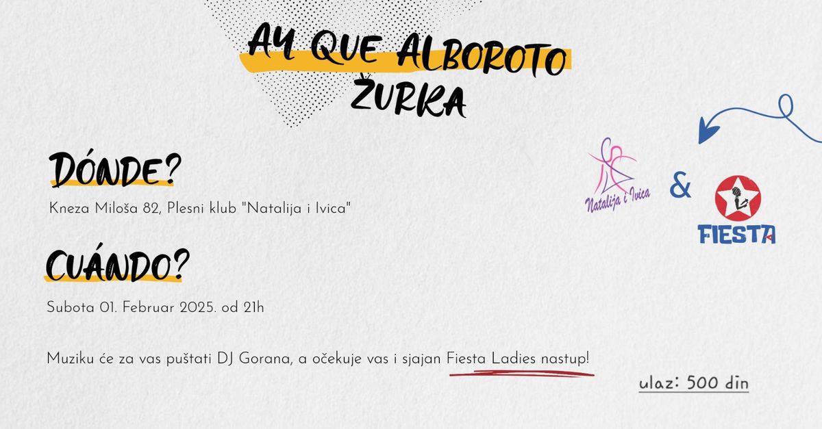 Ay Que Alboroto \u2b50 Velika SALSA&RUMBA&SON \u017eurka \u2b50 SUBOTA 1.februar