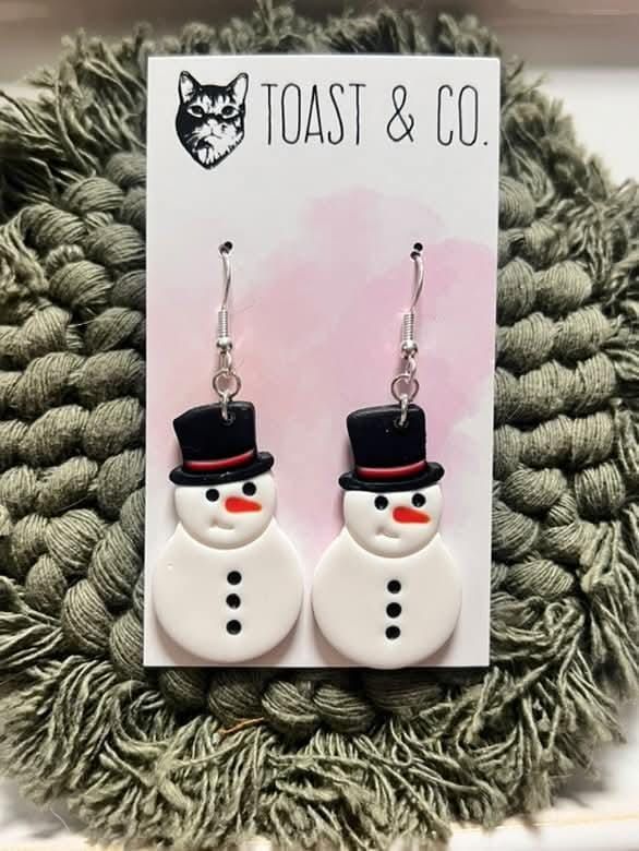 Polymer Clay Snowman Earrings