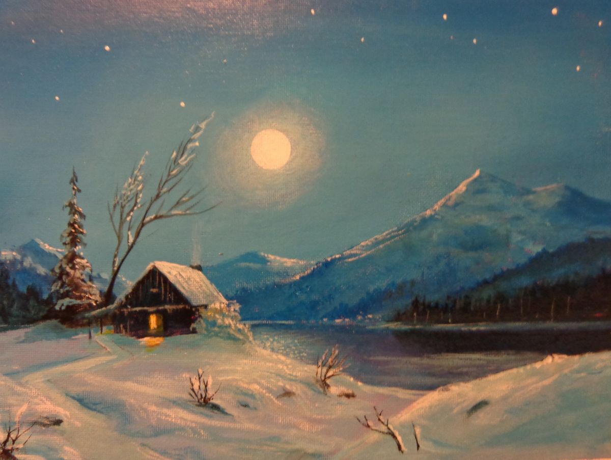 Winter Cabin Landscape: Family Art Classes with John Leflock: 