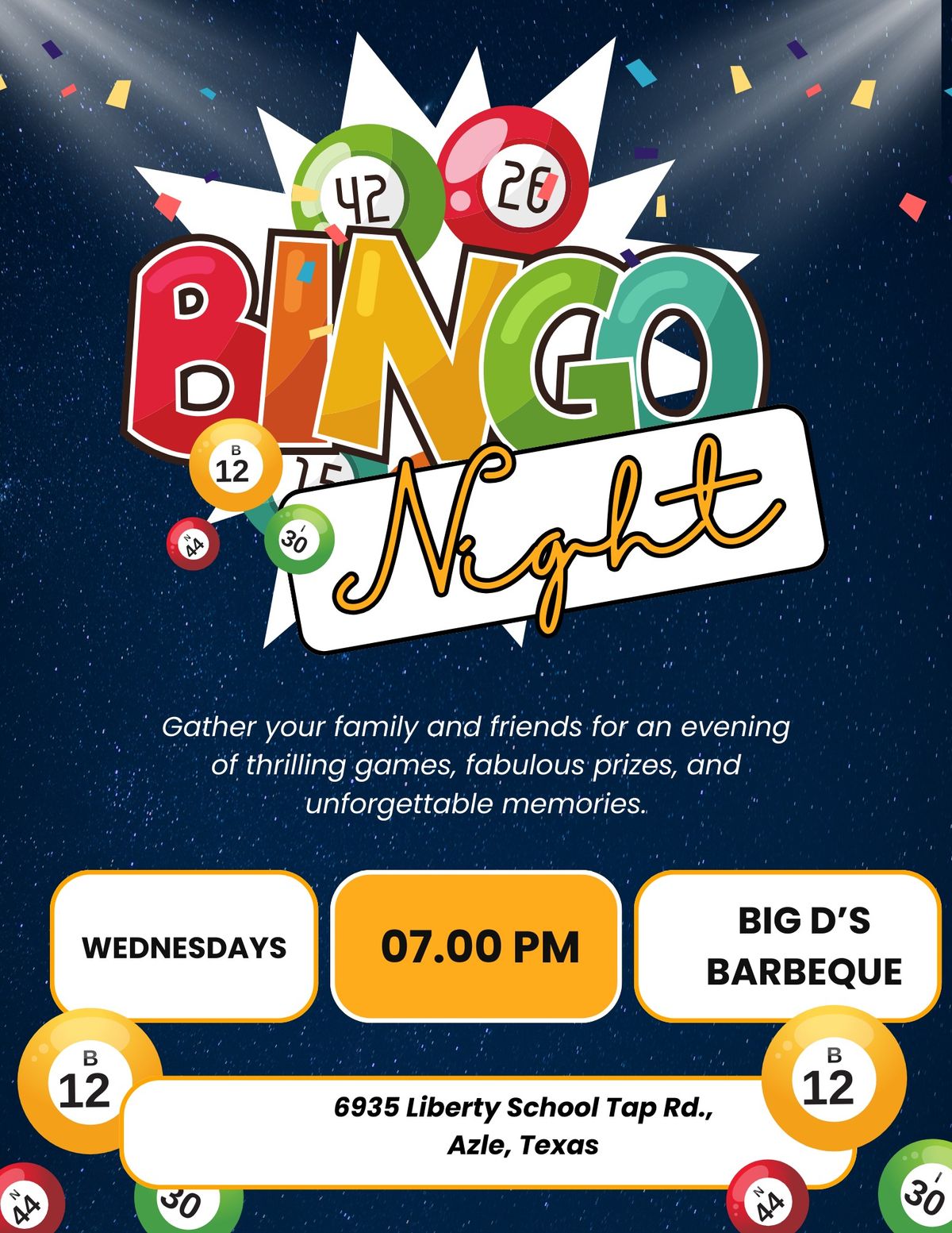 Bingo - Wednesday Nights at Big D's Barbeque & More