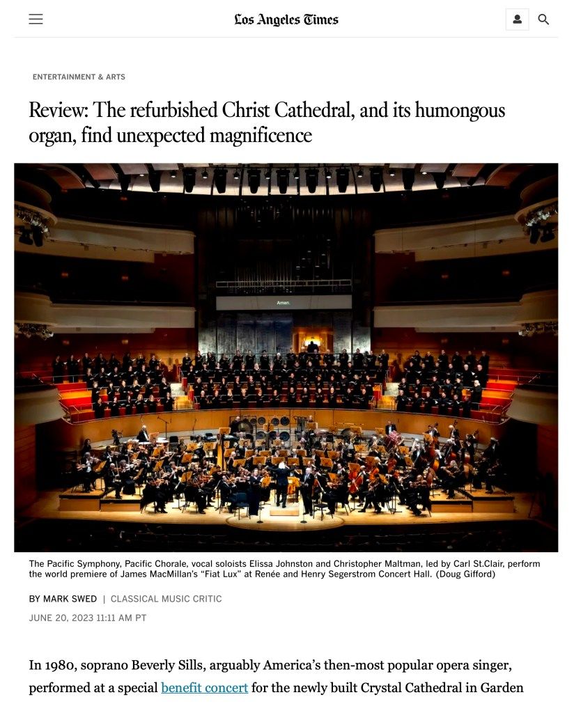 Pacific Symphony - Cathedrals of Sound at Segerstrom Center for the Arts - Renee and Henry Segerstrom Concert Hall