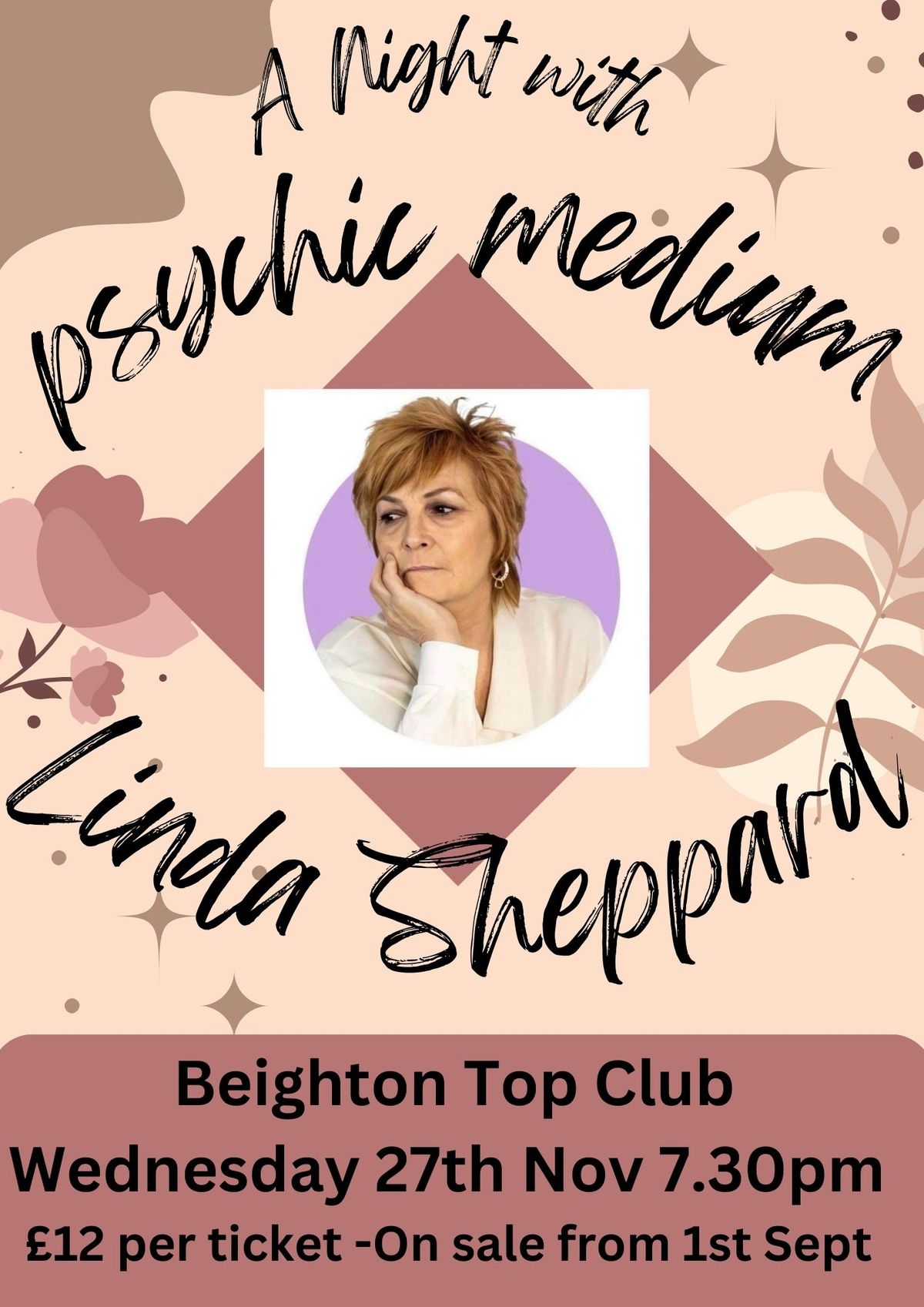 A Night with psychic medium Linda Sheppherd at Beighton Top Club Wednesday 27th Nov 7.30pm