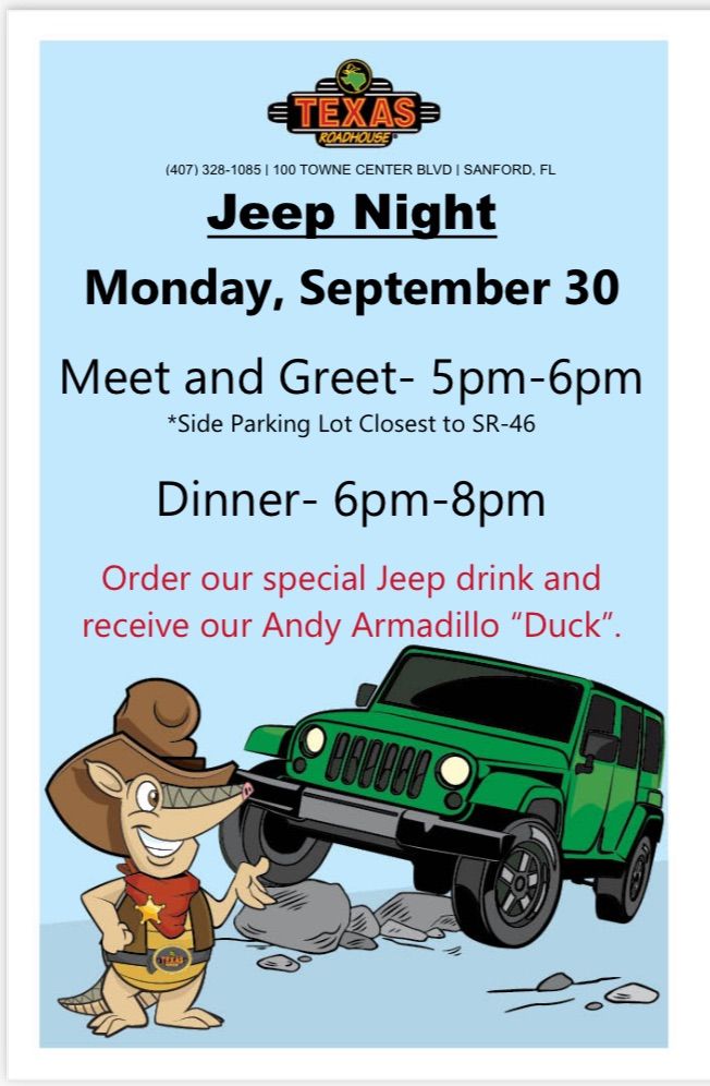 Jeep Night at Texas Roadhouse Sanford