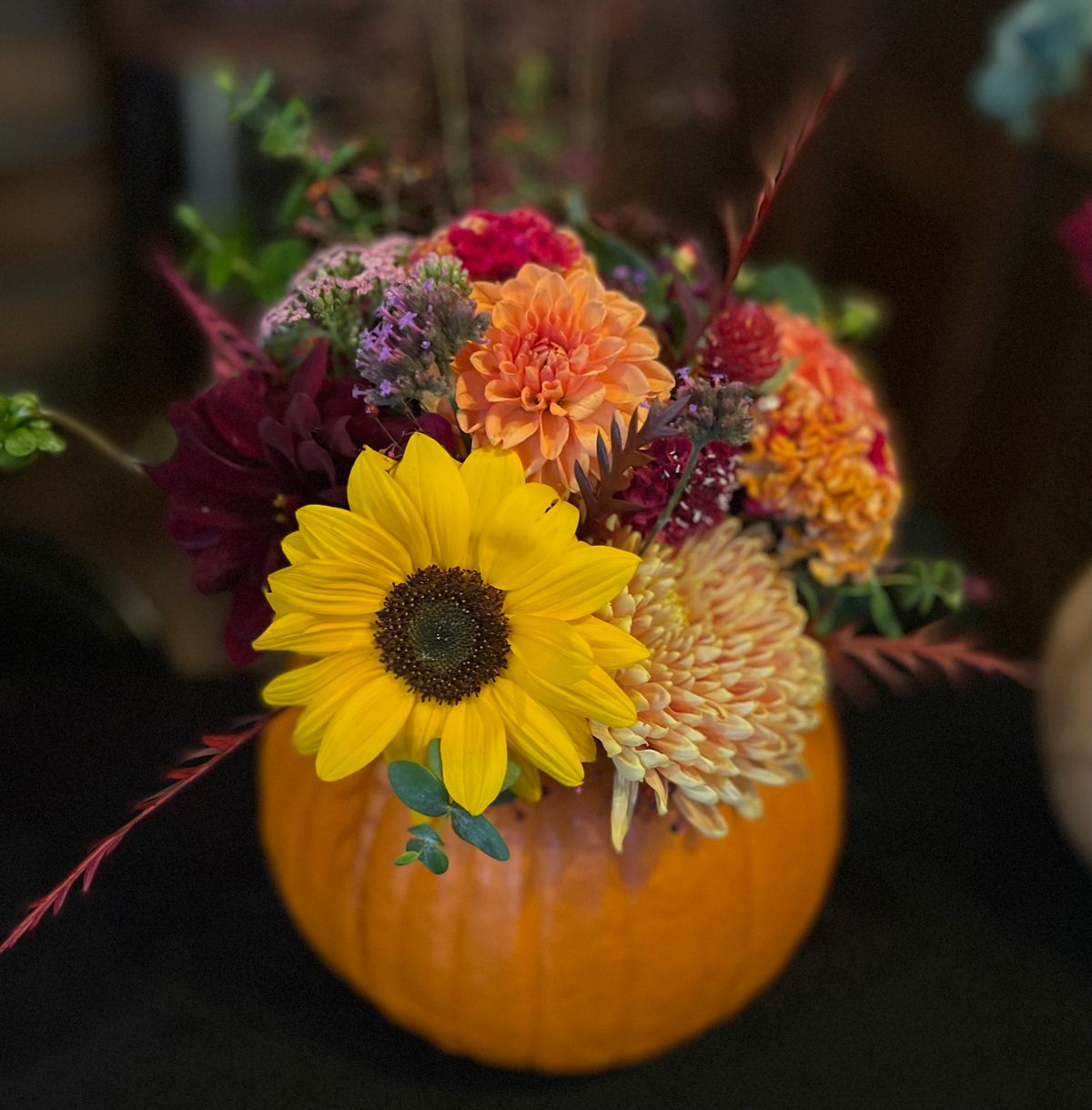 Fall pumpkin floral arrangement class