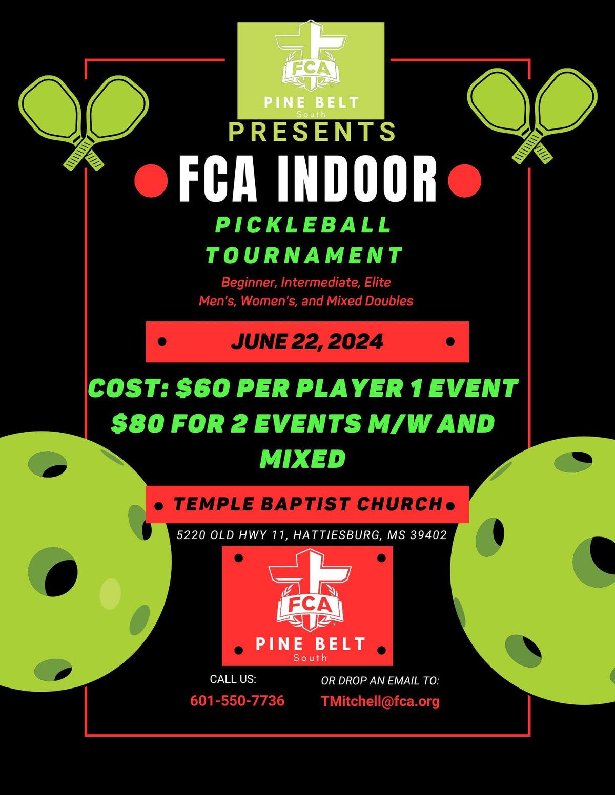FCA Indoor Pickleball Tournament