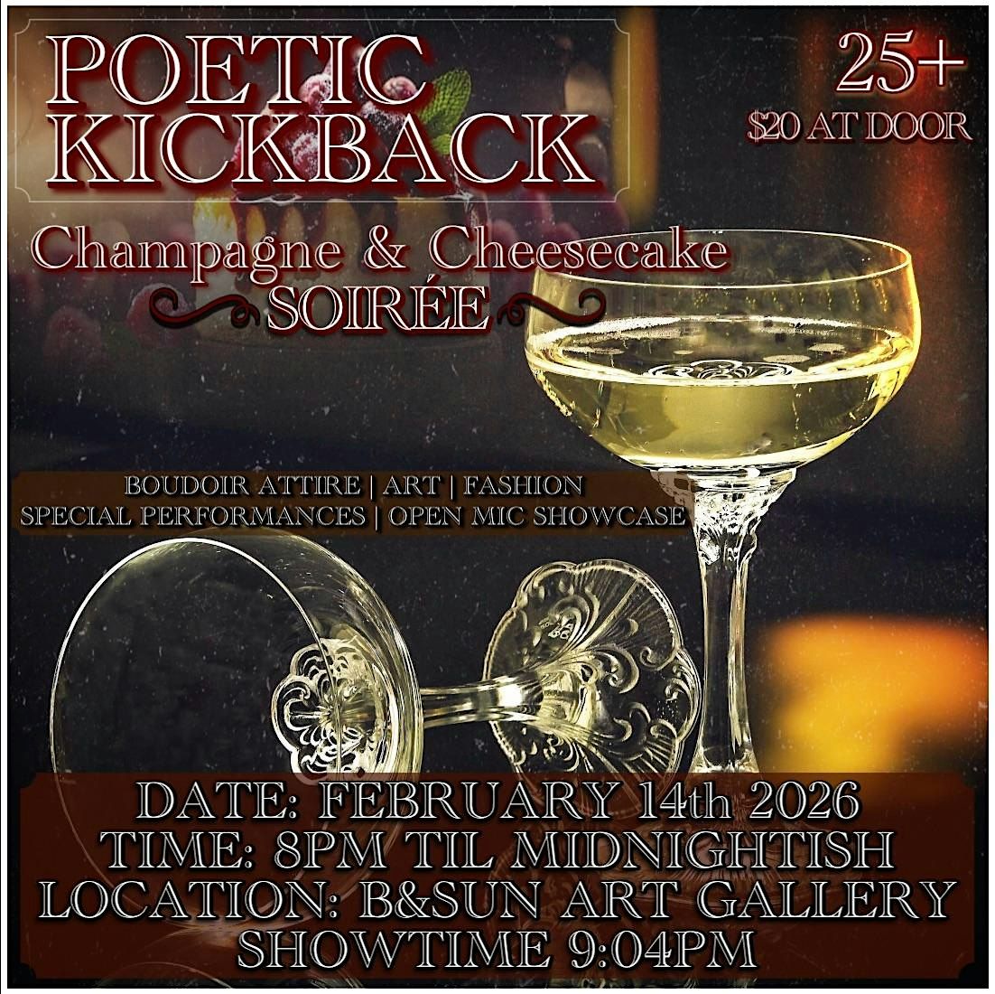 POETIC KICKBACK SOIR\u00c9E CHAMPAGNE CHEESE CAKE