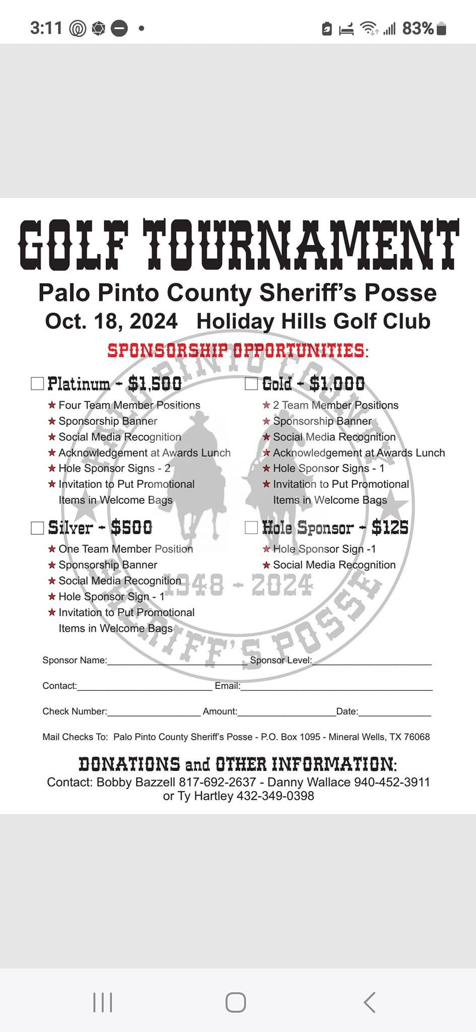 Palo Pinto County Sheriff's Posse Golf Tournament