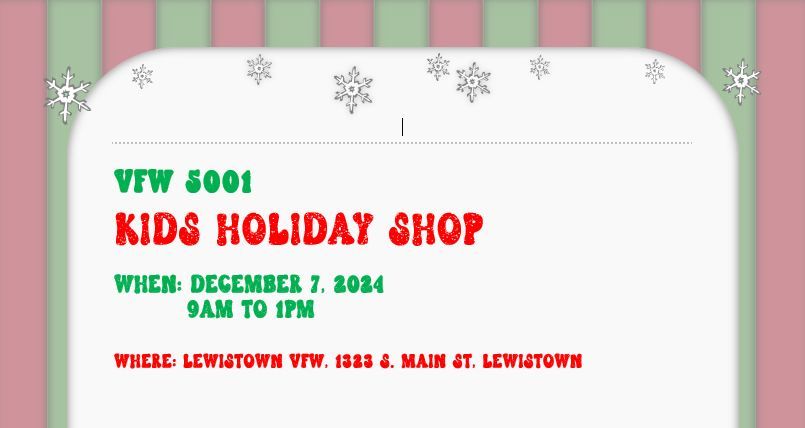 Kids Holiday Shop - Hosted by the VFW 5001 Auxiliary