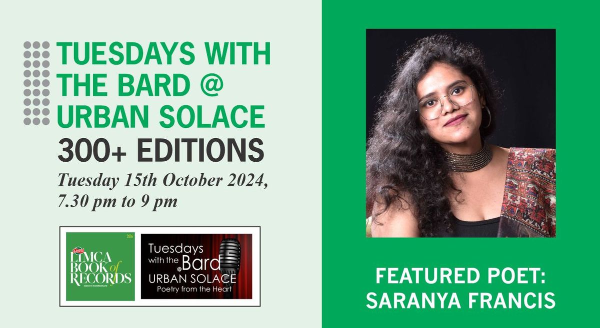 Tuesdays with the Bard @ Urban Solace features Apoorva Lakshmi Ragi  